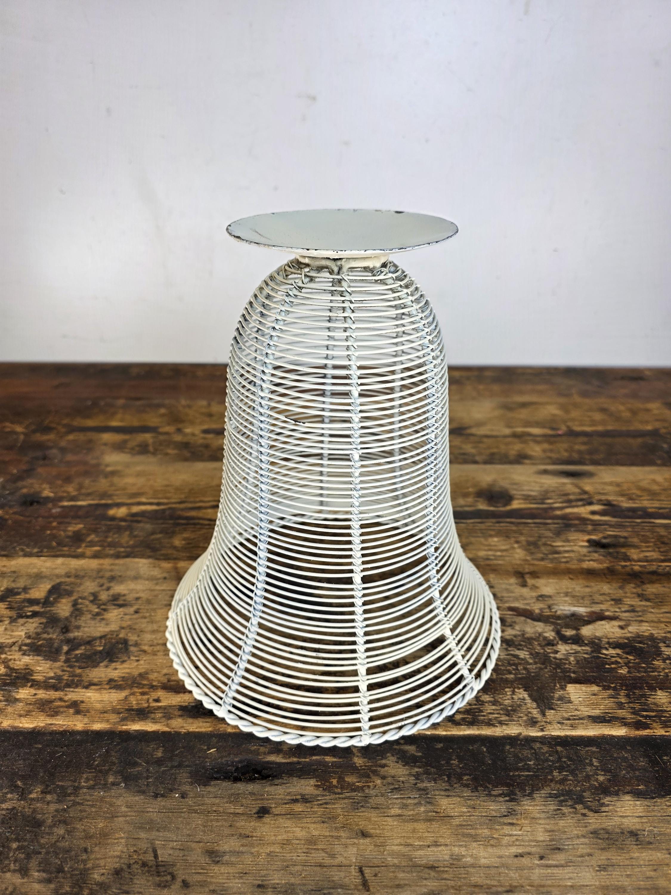 Shabby Chic Wire Urn Basket in White 8.25"Dia × 9.5"H