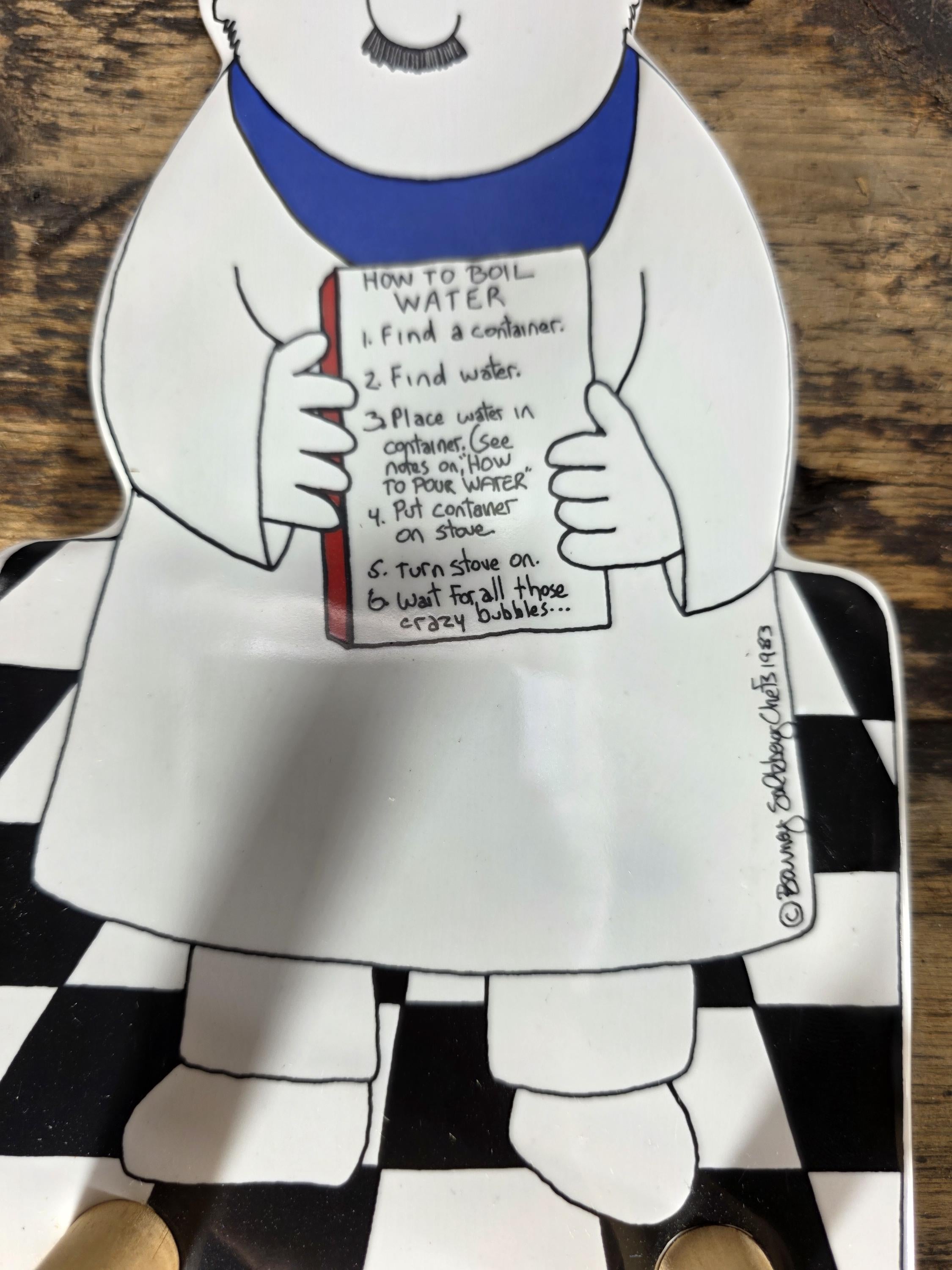 Barney Salzburg 1983 Ceramic Chef Wall Hooks – Set of 2