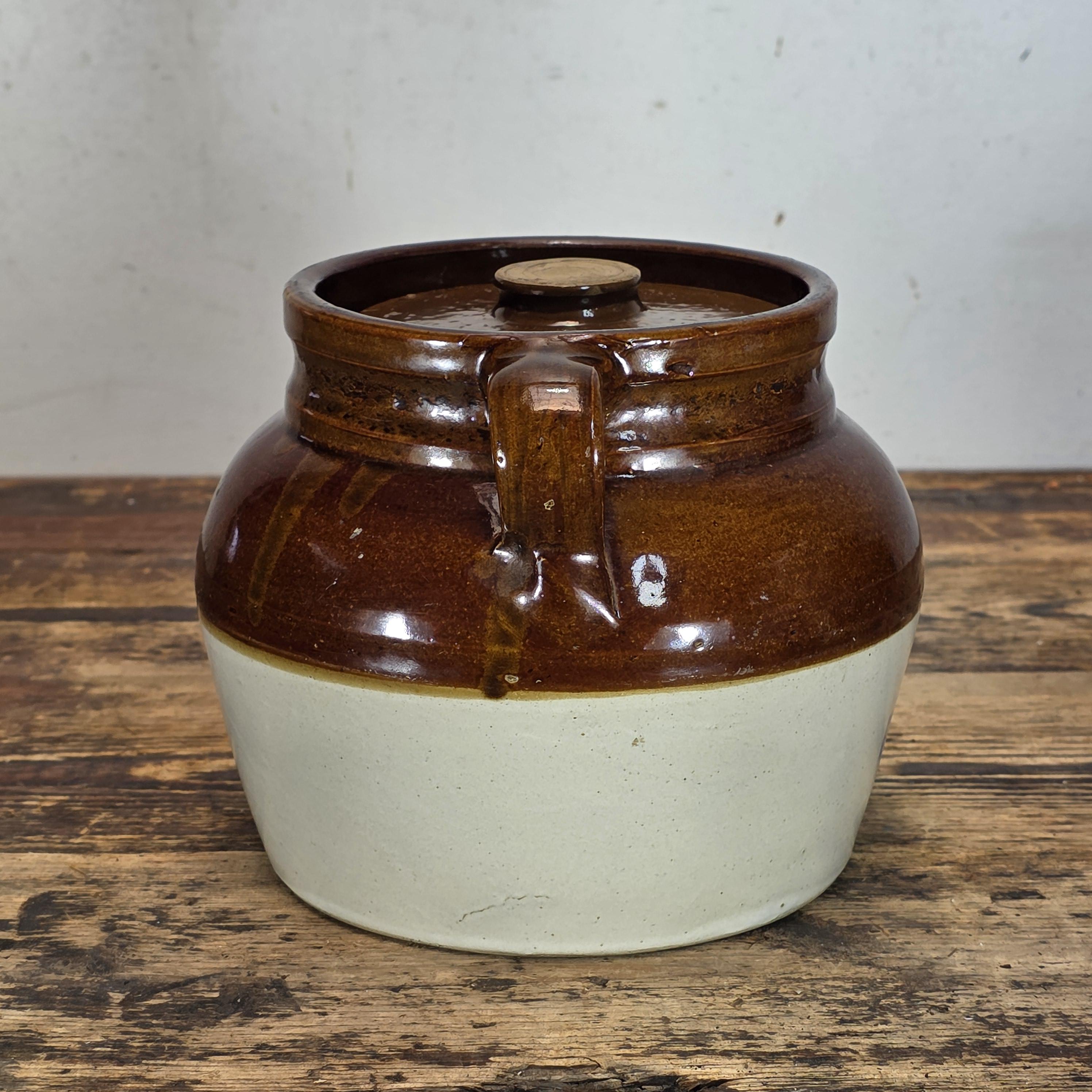 Red Wing Stoneware Advertising Bean Pot w/ Lid Henry Eggink Alton Iowa 1930's