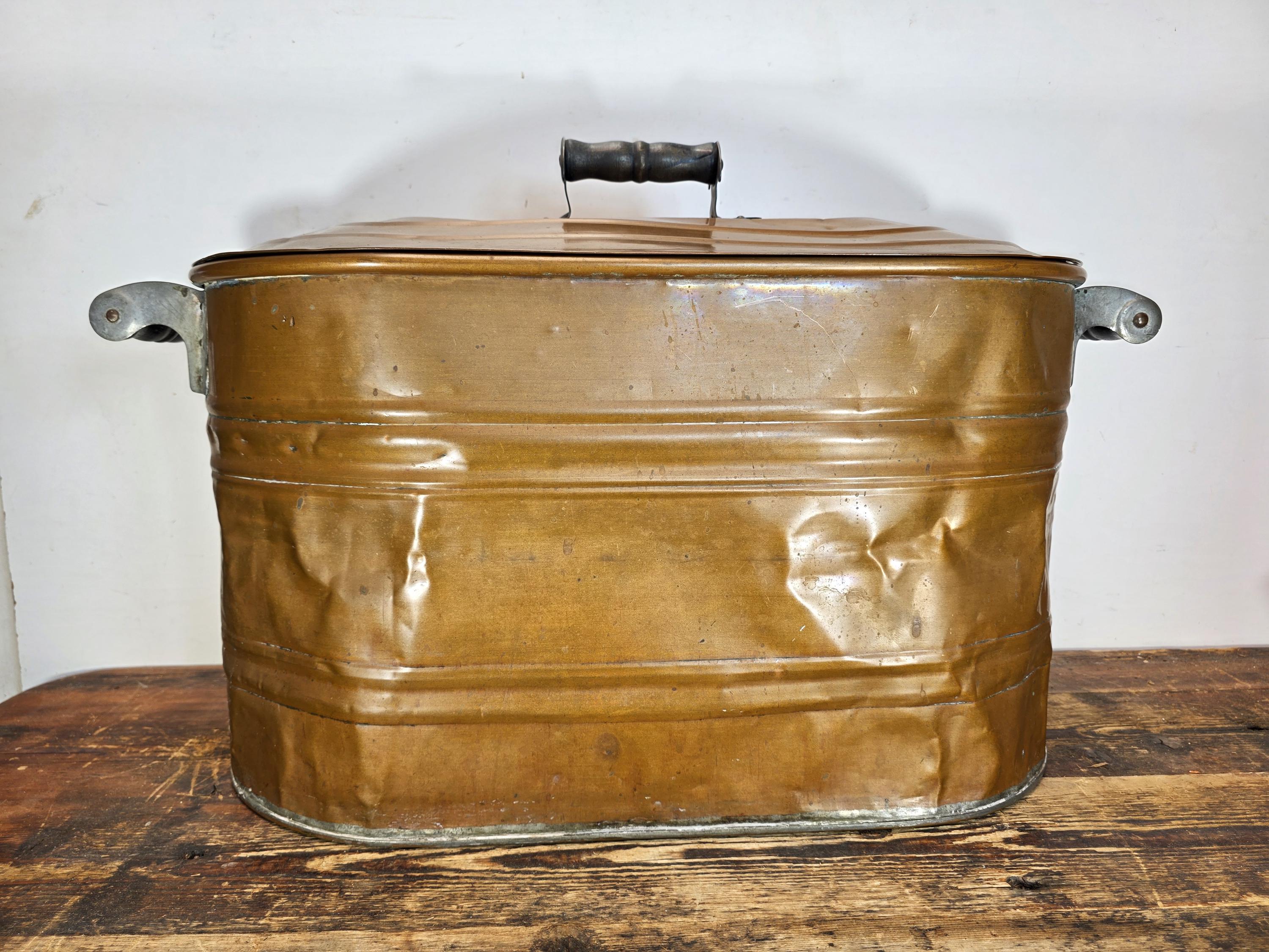 Vintage Copper Virginia Ham Cooker / Wash Pot with Original Iron Handles