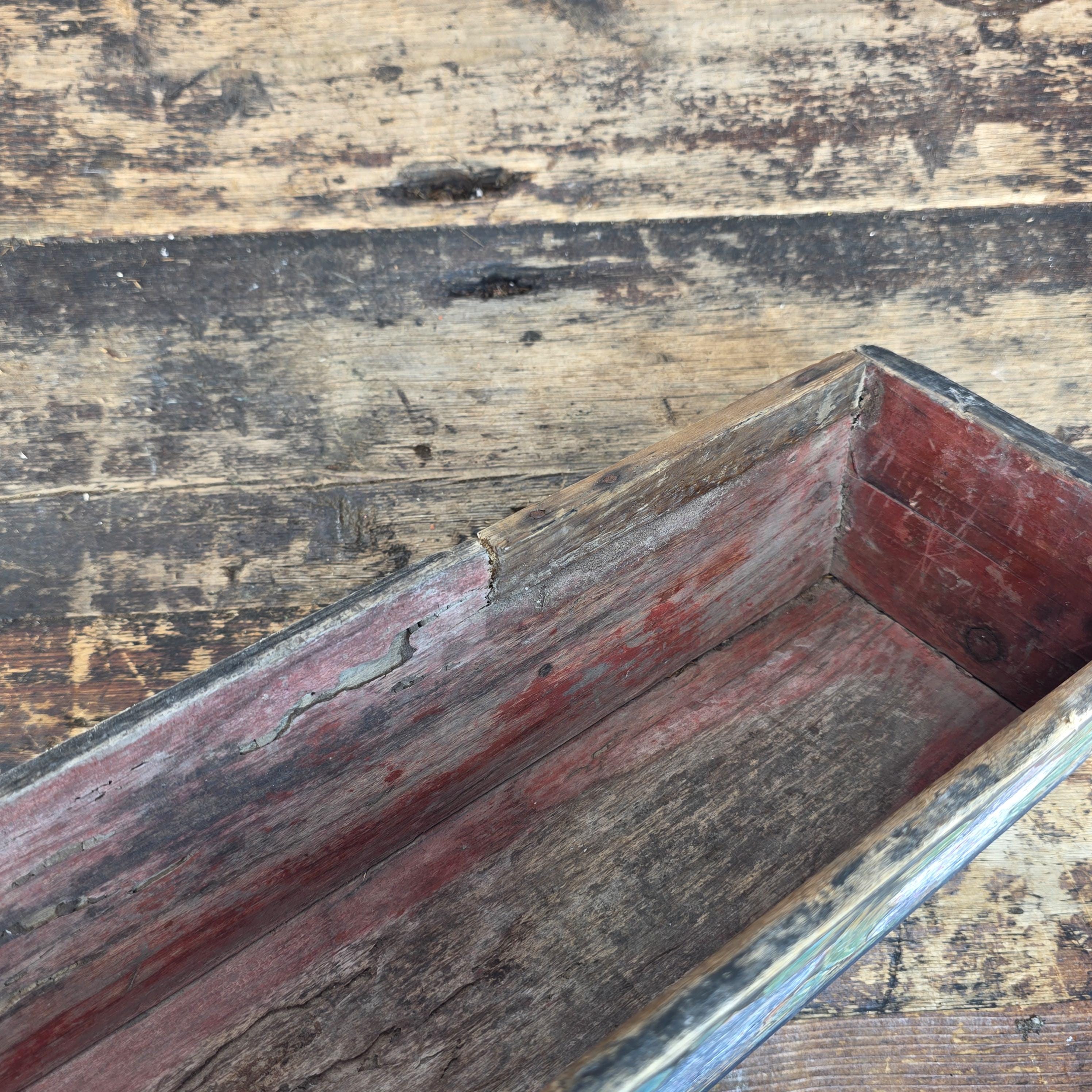 Antique Folk Art Hand-Painted Wooden Box (Floral Motif / Early 1900s) 18"L × 5"W