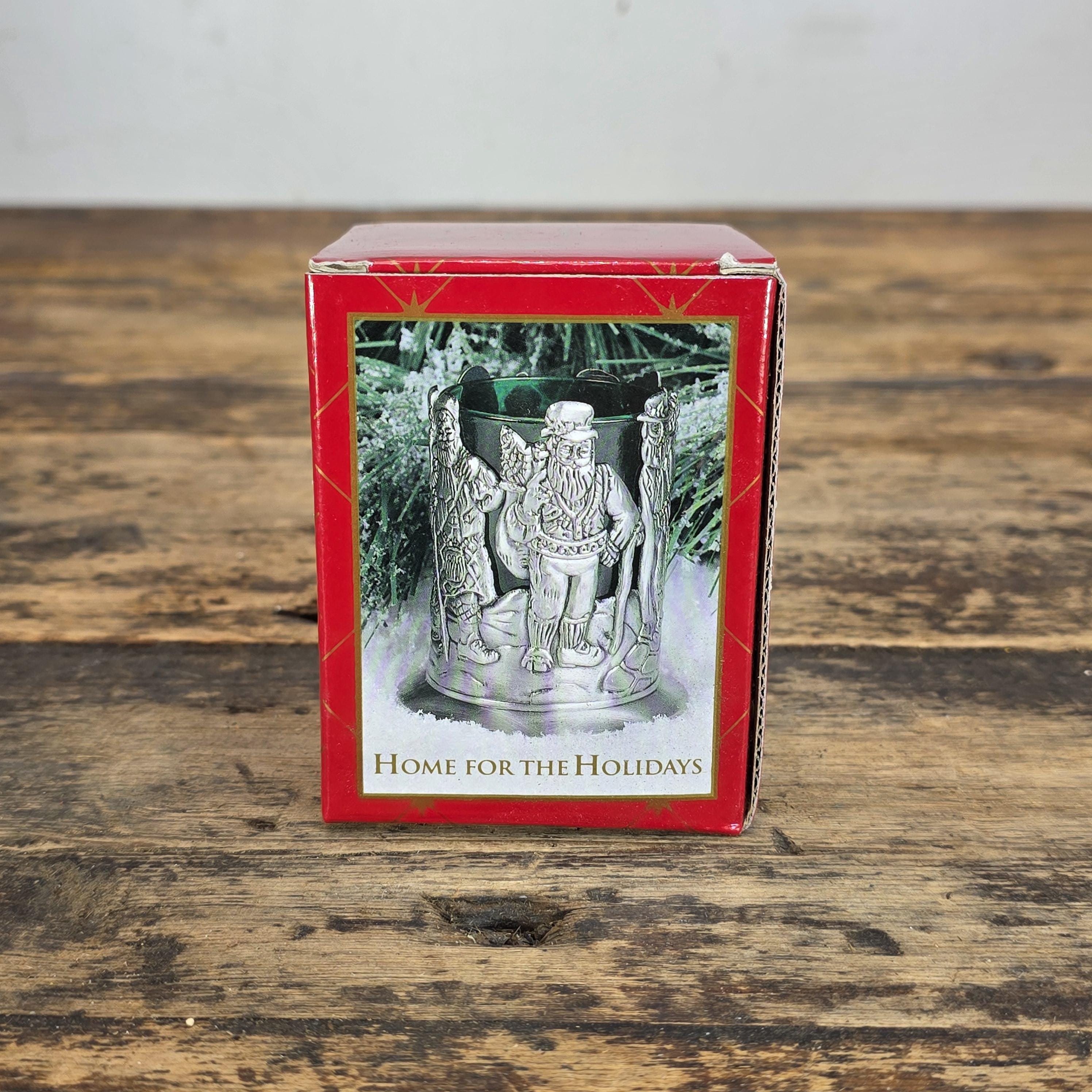 Home for the Holidays Santa Votive Candle Holder Red Glass Insert w/ Box Taiwan