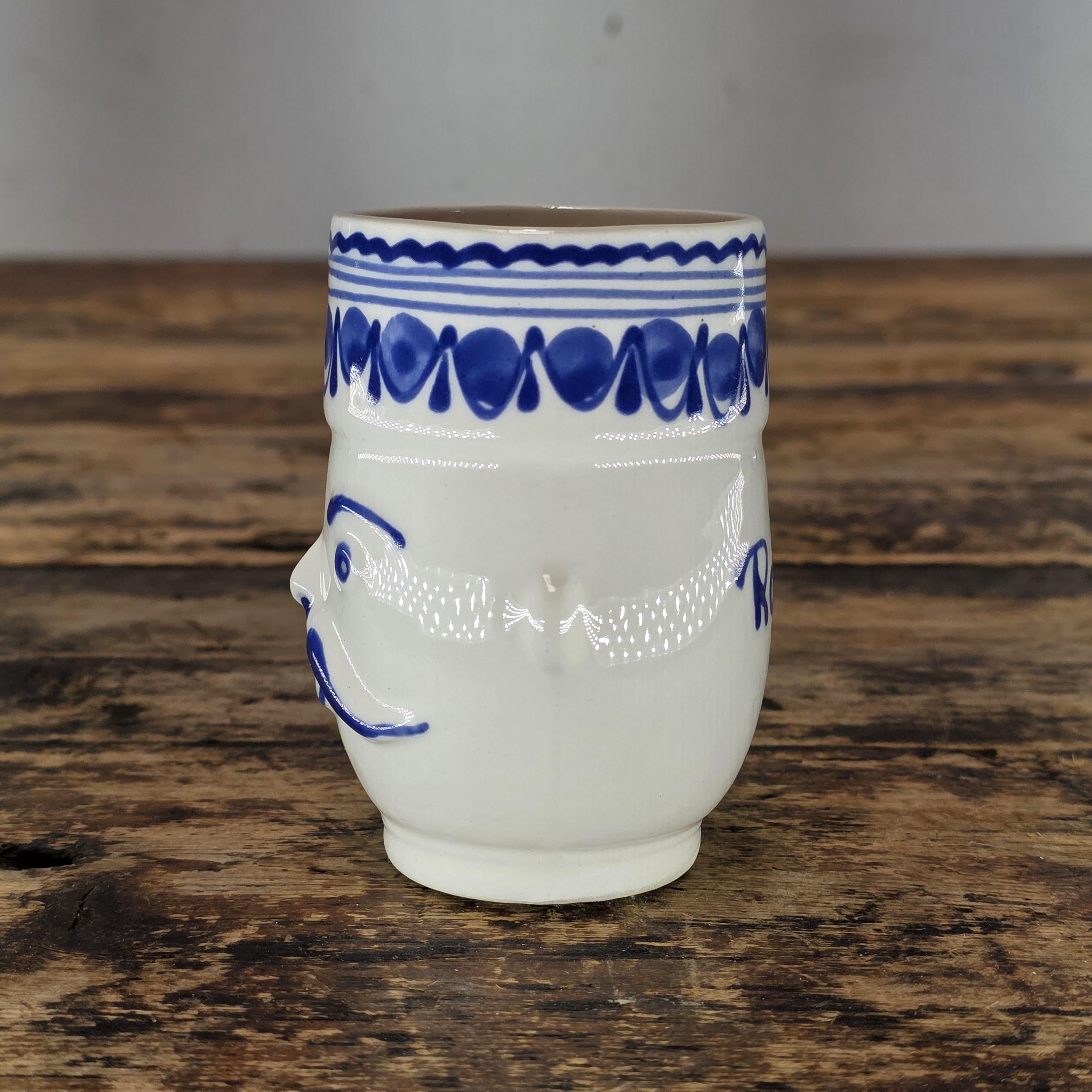 Vintage Hungarian Folk Art Face Mug / Brandy Cup - "Révbér"