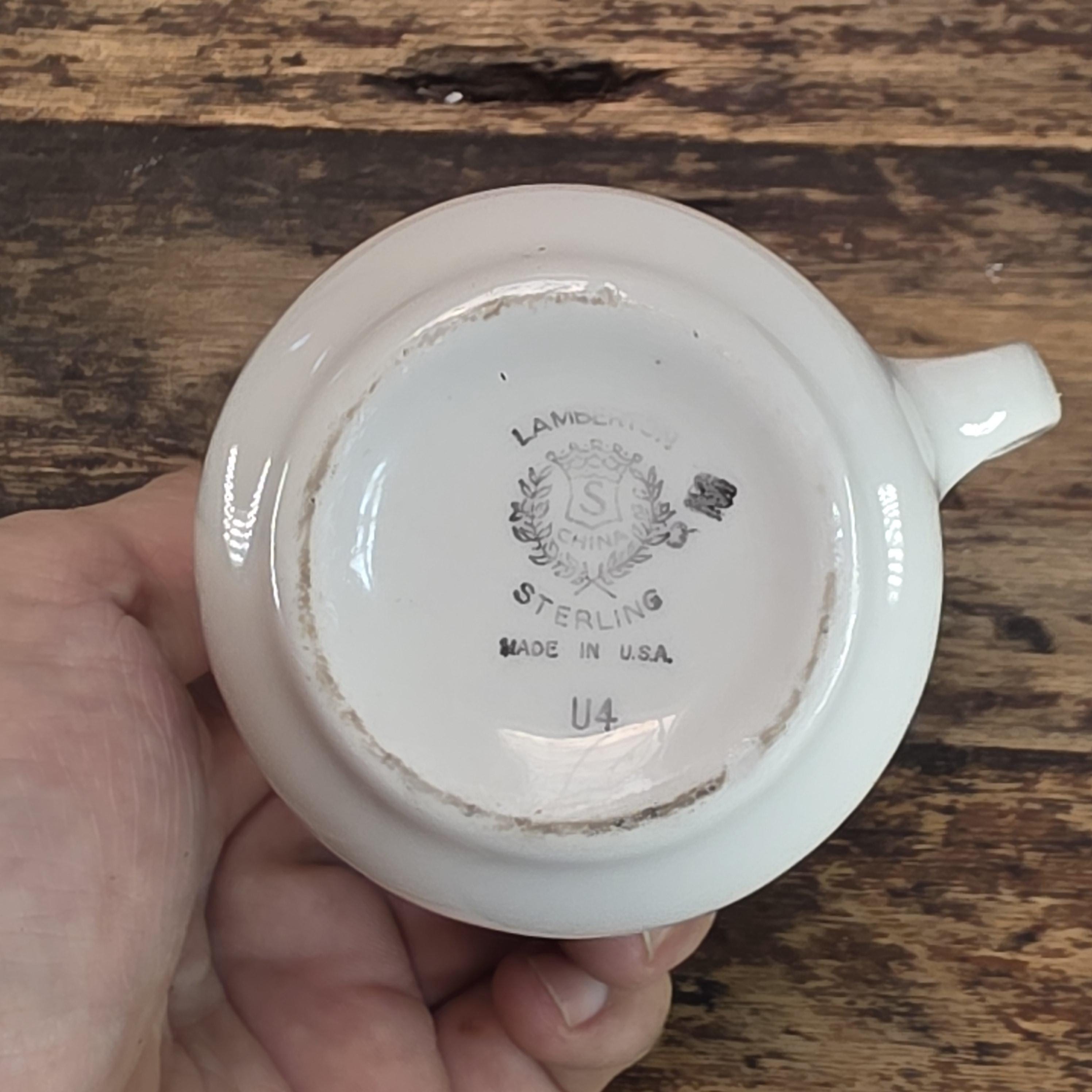 Vintage Lamberton Sterling China Restaurant Ware Creamer - Blue Bands, USA