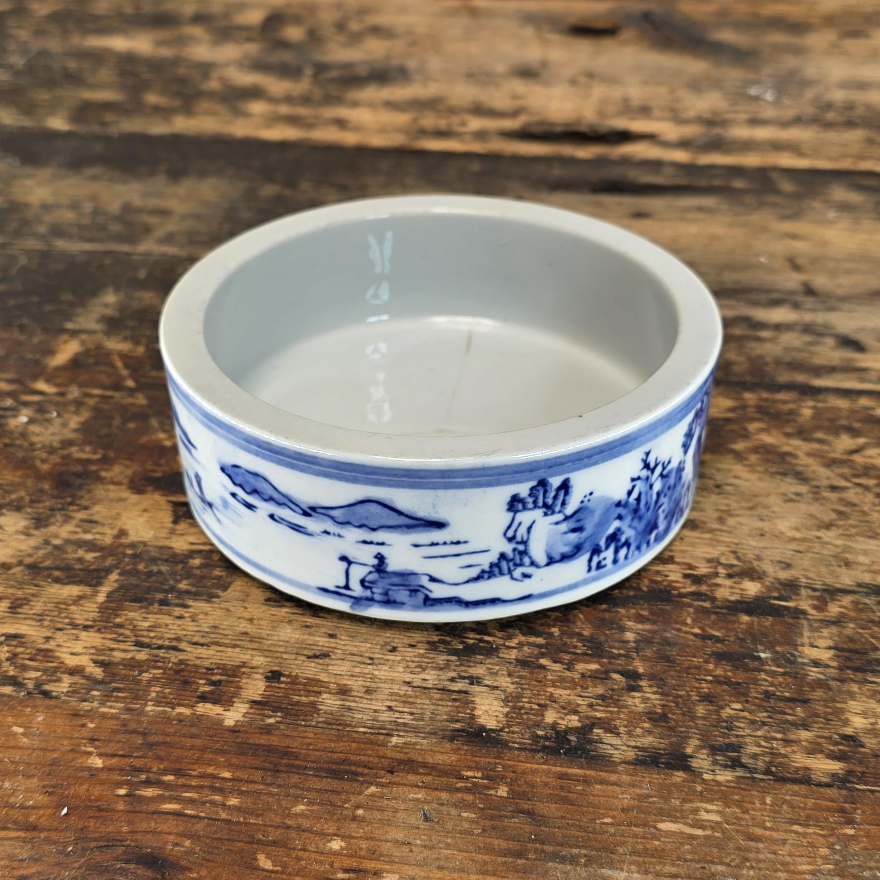 Vintage Chinese Porcelain Brush Washer / Narcissus Planter / Wine Coaster