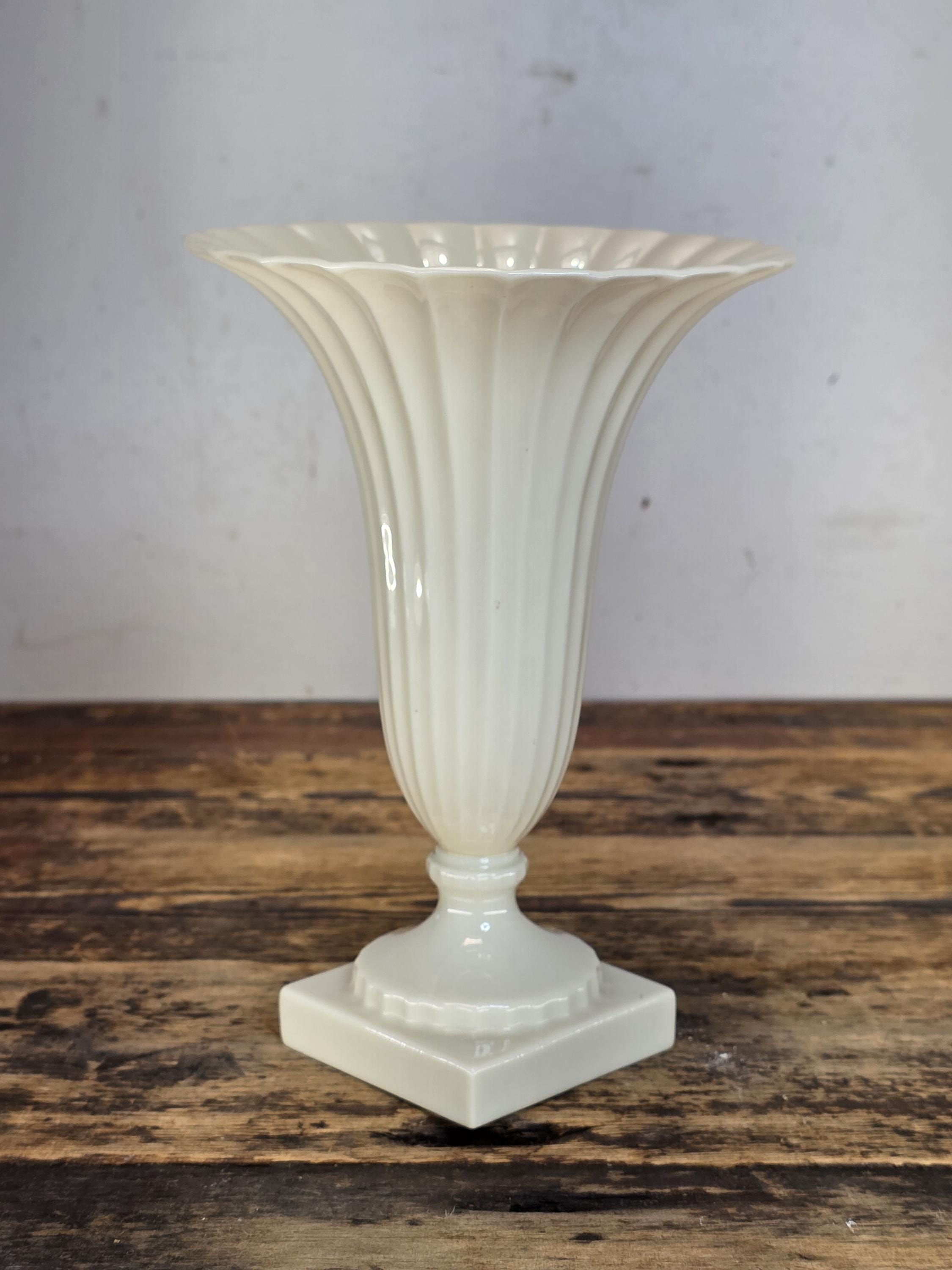 Lenox Ivory Porcelain Fluted Flower Vase – Elegant Trumpet Design, 8.75" Tall