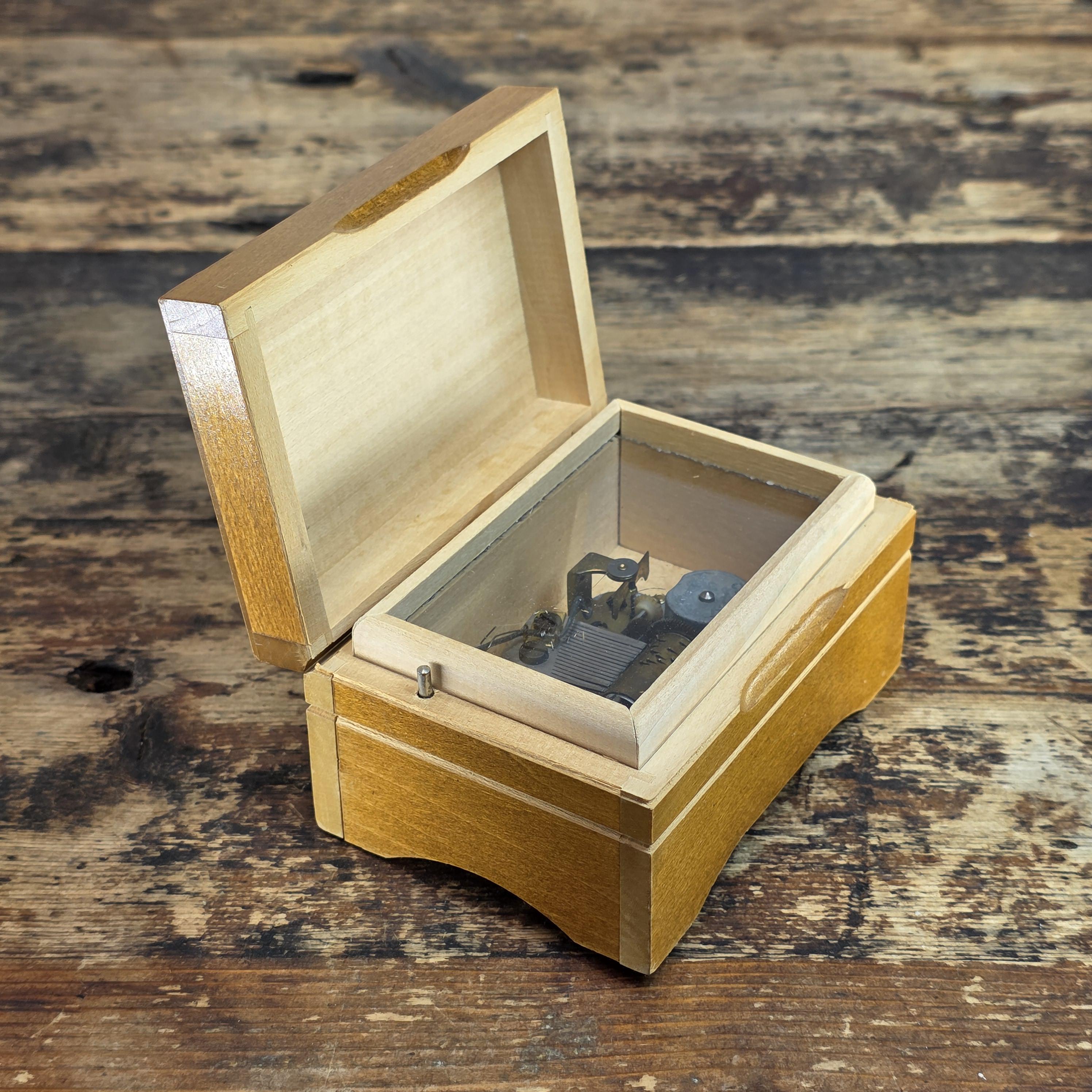 Vintage Linden Wood Music Box - M.I. Hummel Style - Swiss Cuendet Movement