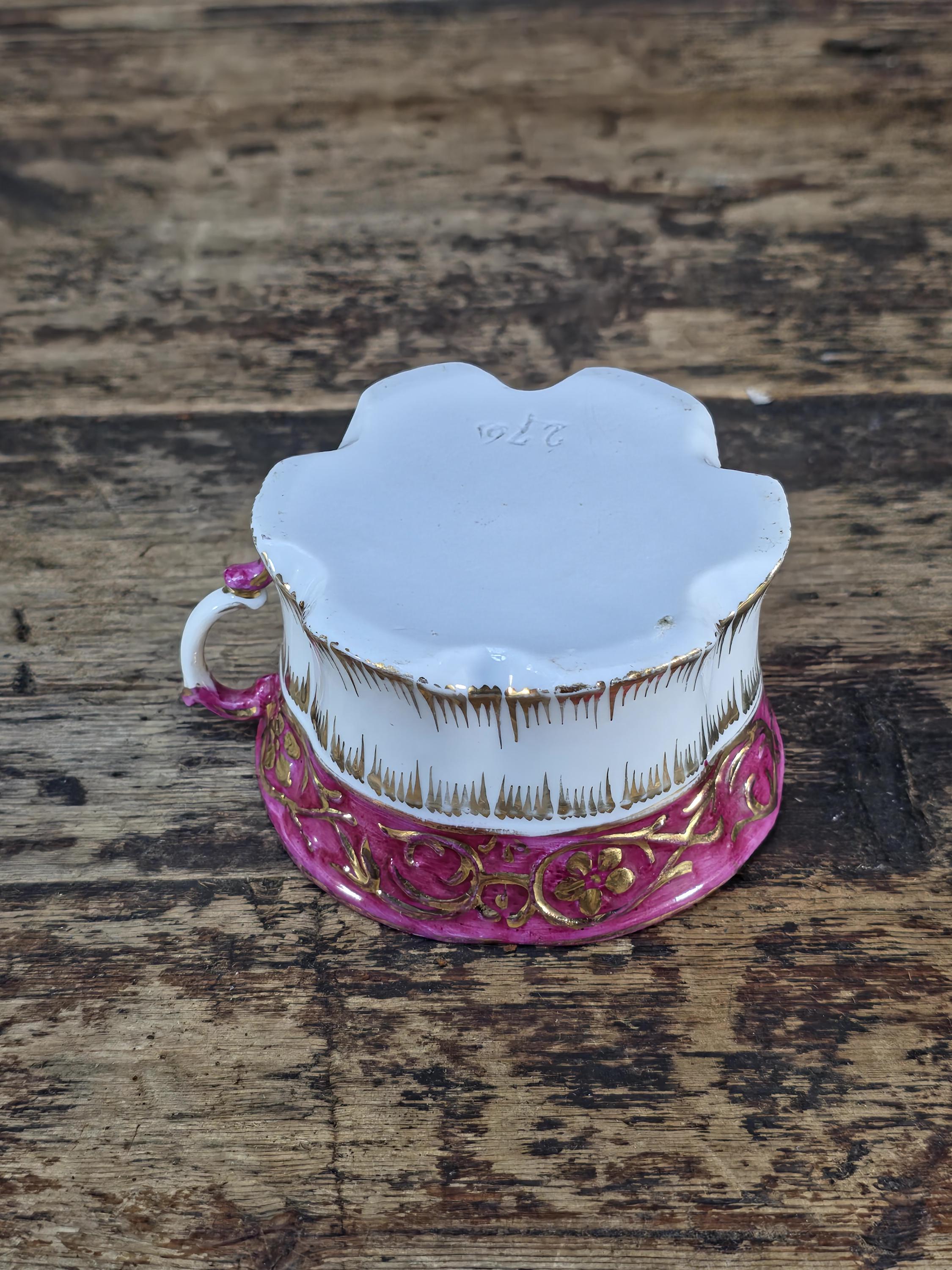 Vintage English Pink & Gilded Gold Porcelain Cup and Saucer - Beautiful Condition