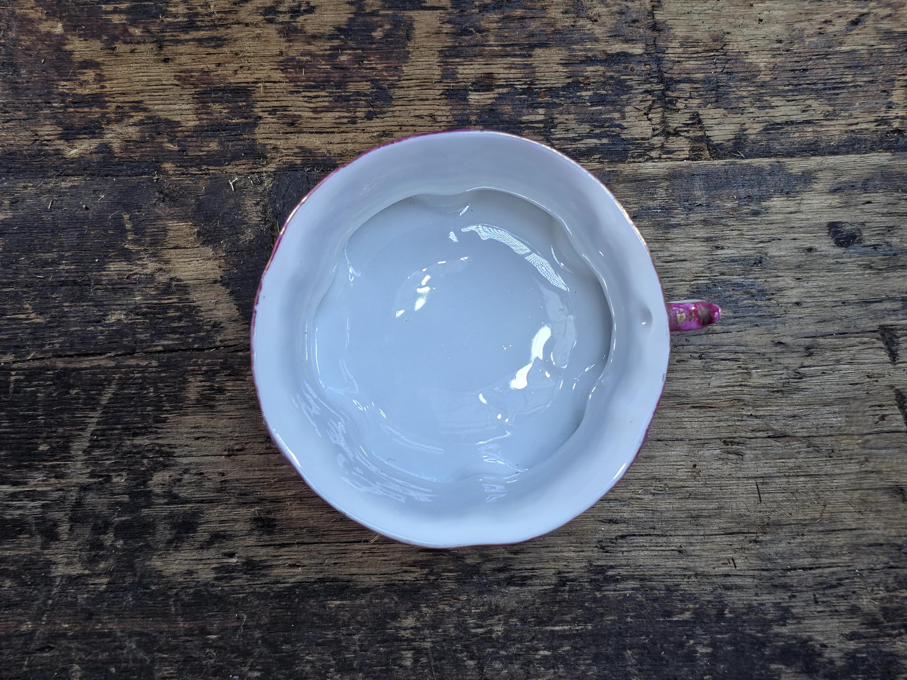 Vintage English Pink & Gilded Gold Porcelain Cup and Saucer - Beautiful Condition