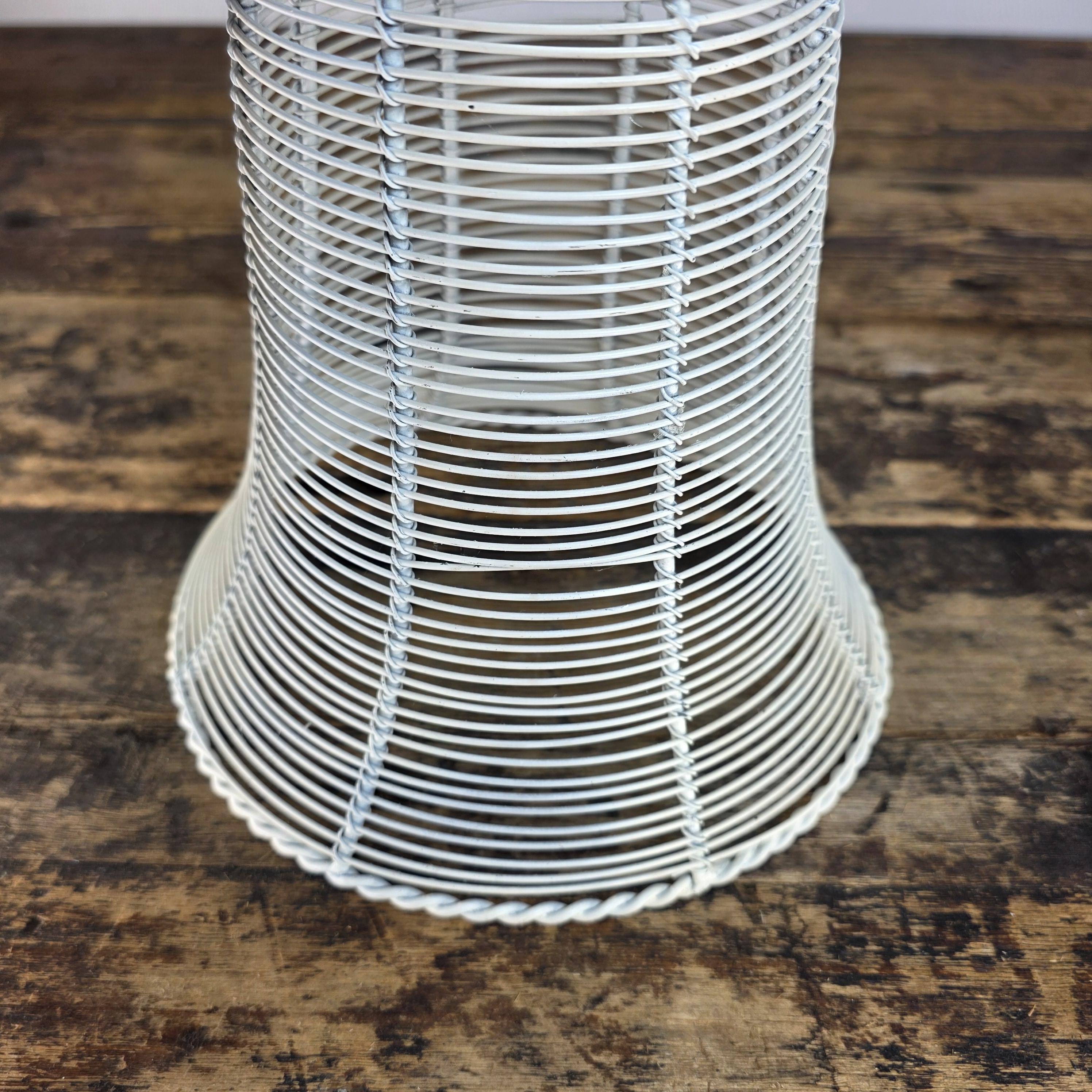 Shabby Chic Wire Urn Basket in White 8.25"Dia × 9.5"H