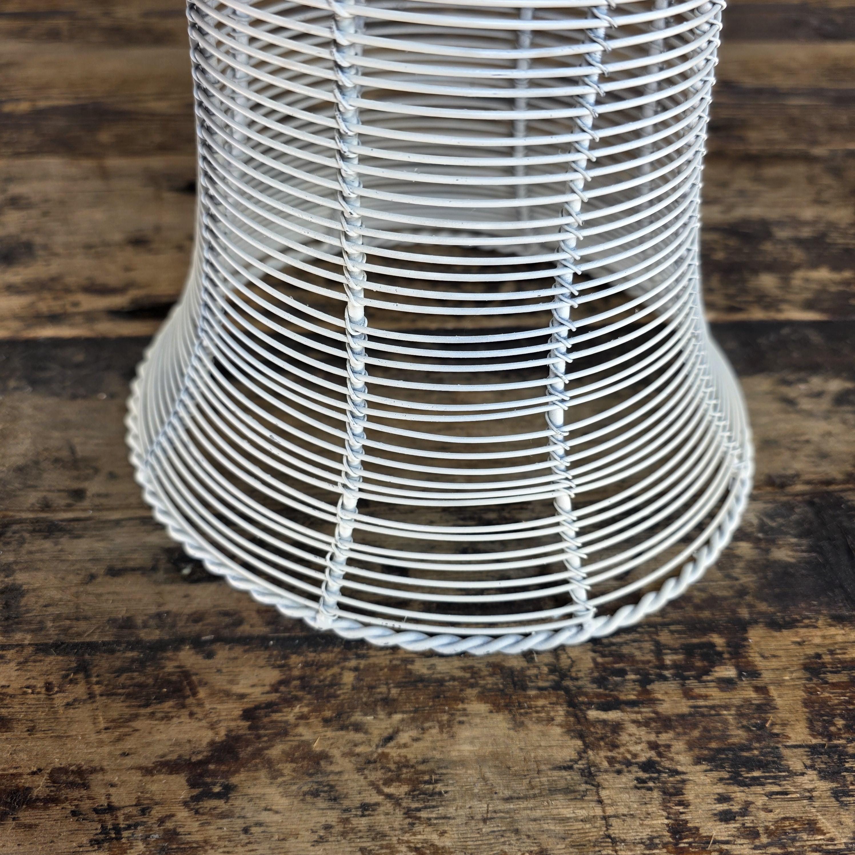 Shabby Chic Wire Urn Basket in White 8.25"Dia × 9.5"H