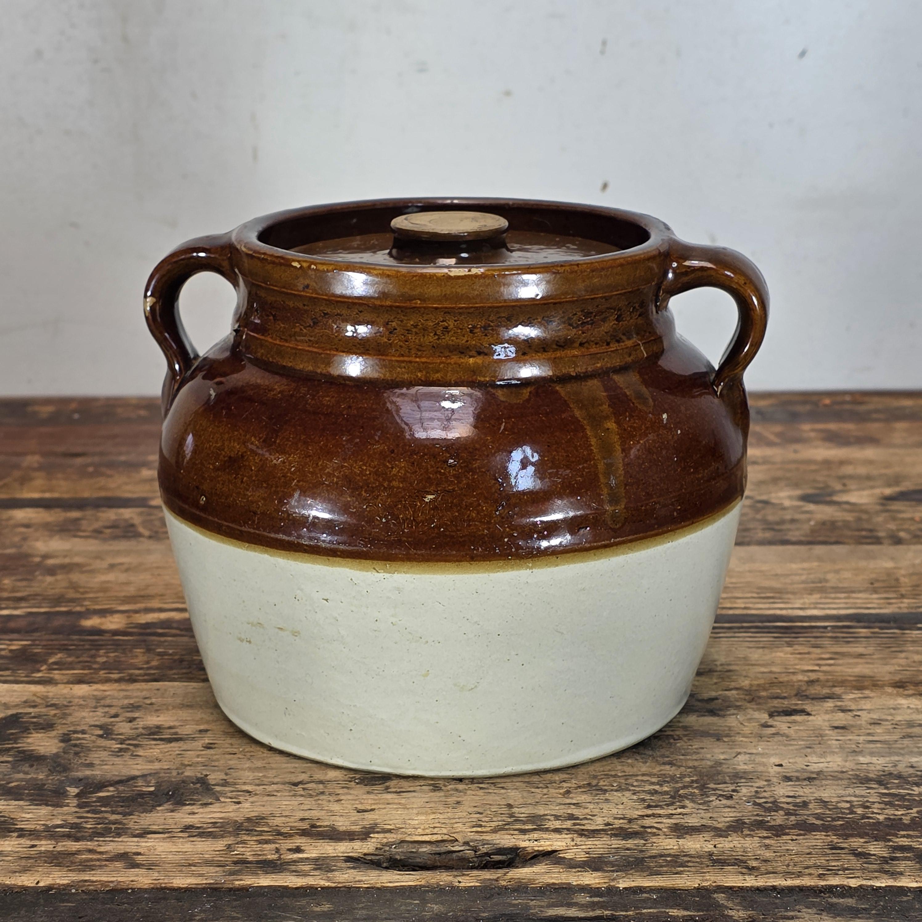 Red Wing Stoneware Advertising Bean Pot w/ Lid Henry Eggink Alton Iowa 1930's