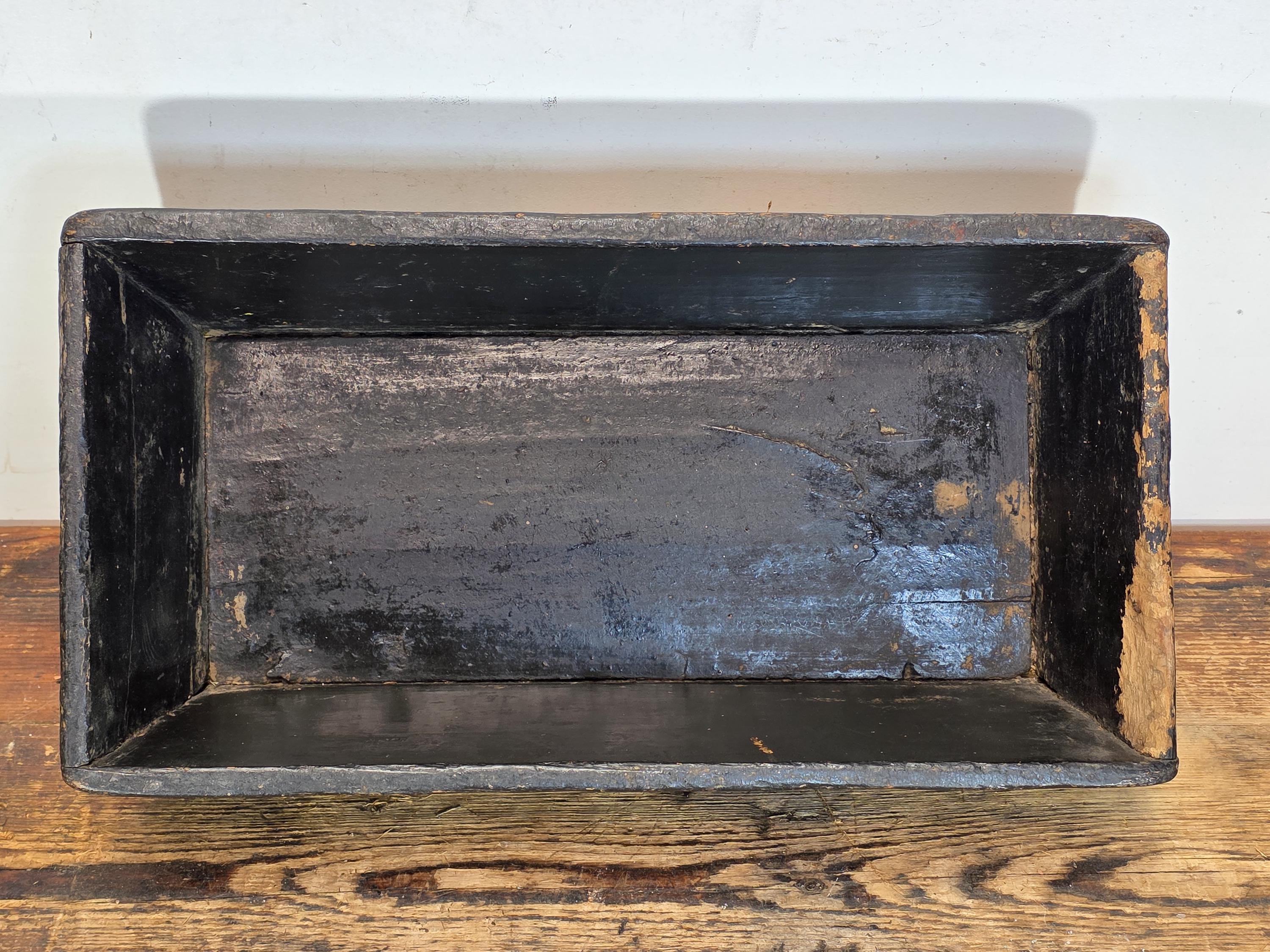 Antique Hand-Painted Wooden Box with Floral and Fruit Motif 15"L x 7.75"W