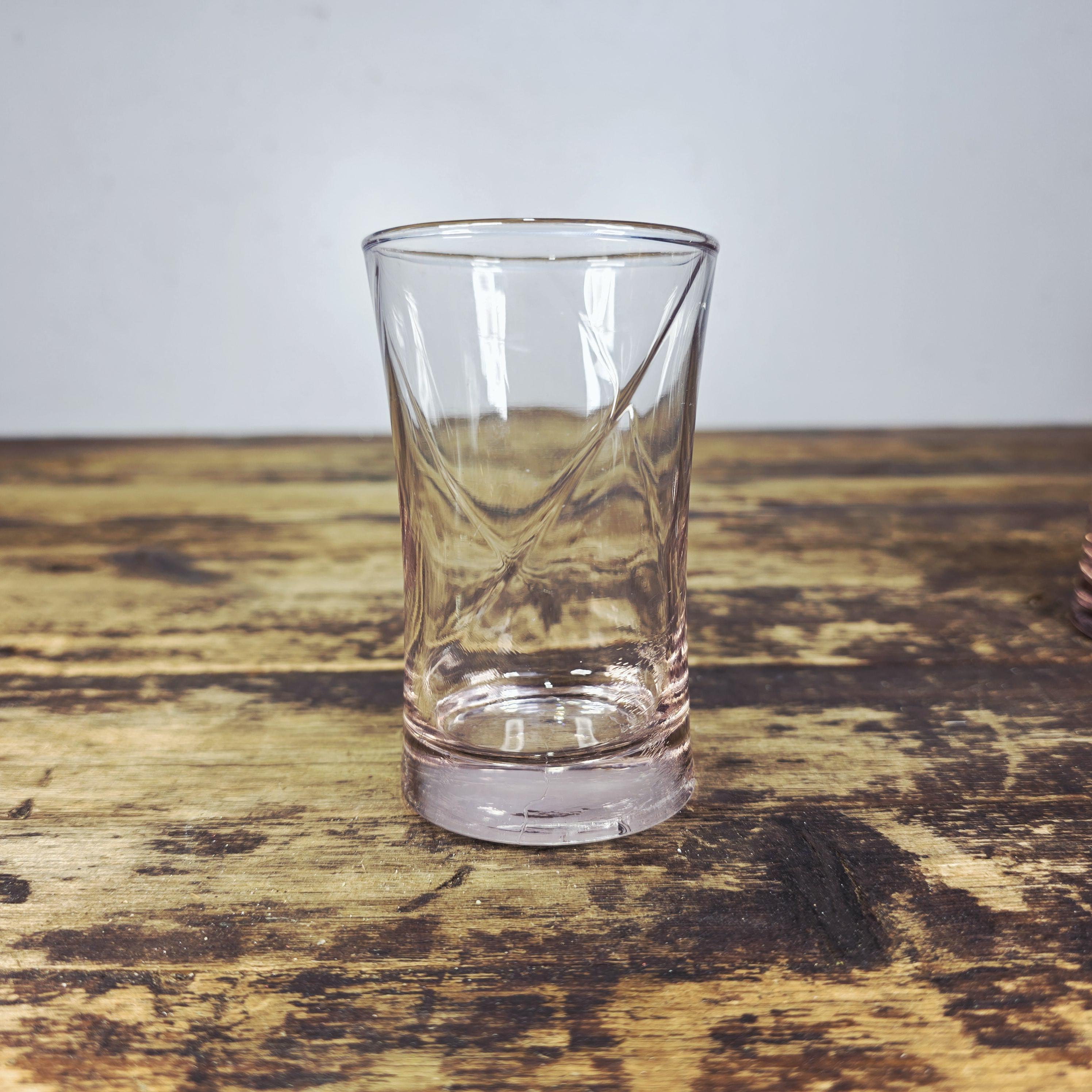 Vintage Blush Pink Swirl Glass Tumblers – Set of 3 (6 oz. each)