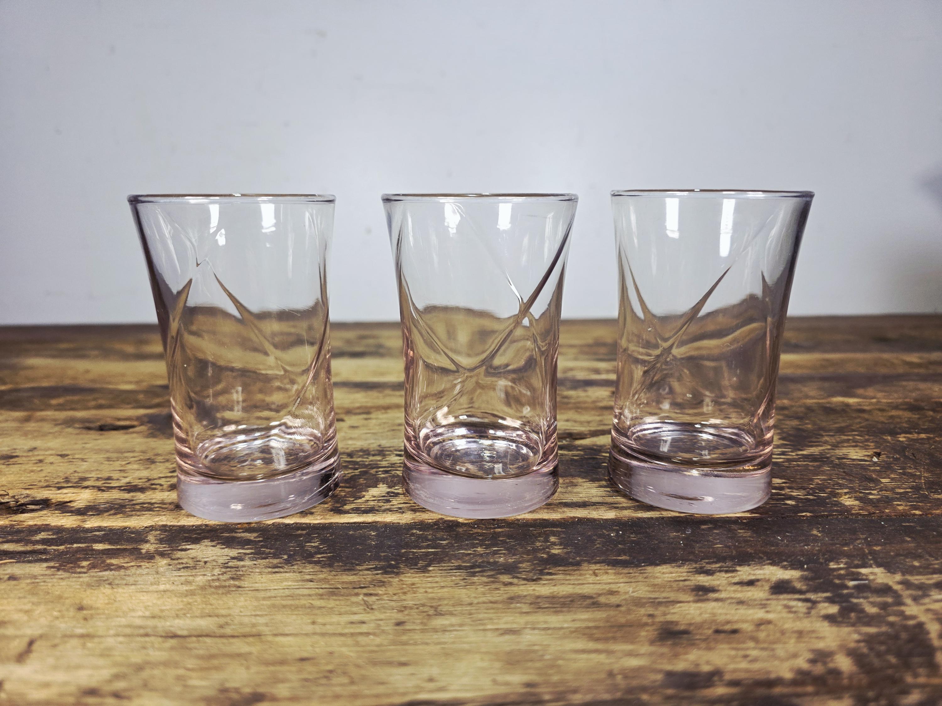 Vintage Blush Pink Swirl Glass Tumblers – Set of 3 (6 oz. each)
