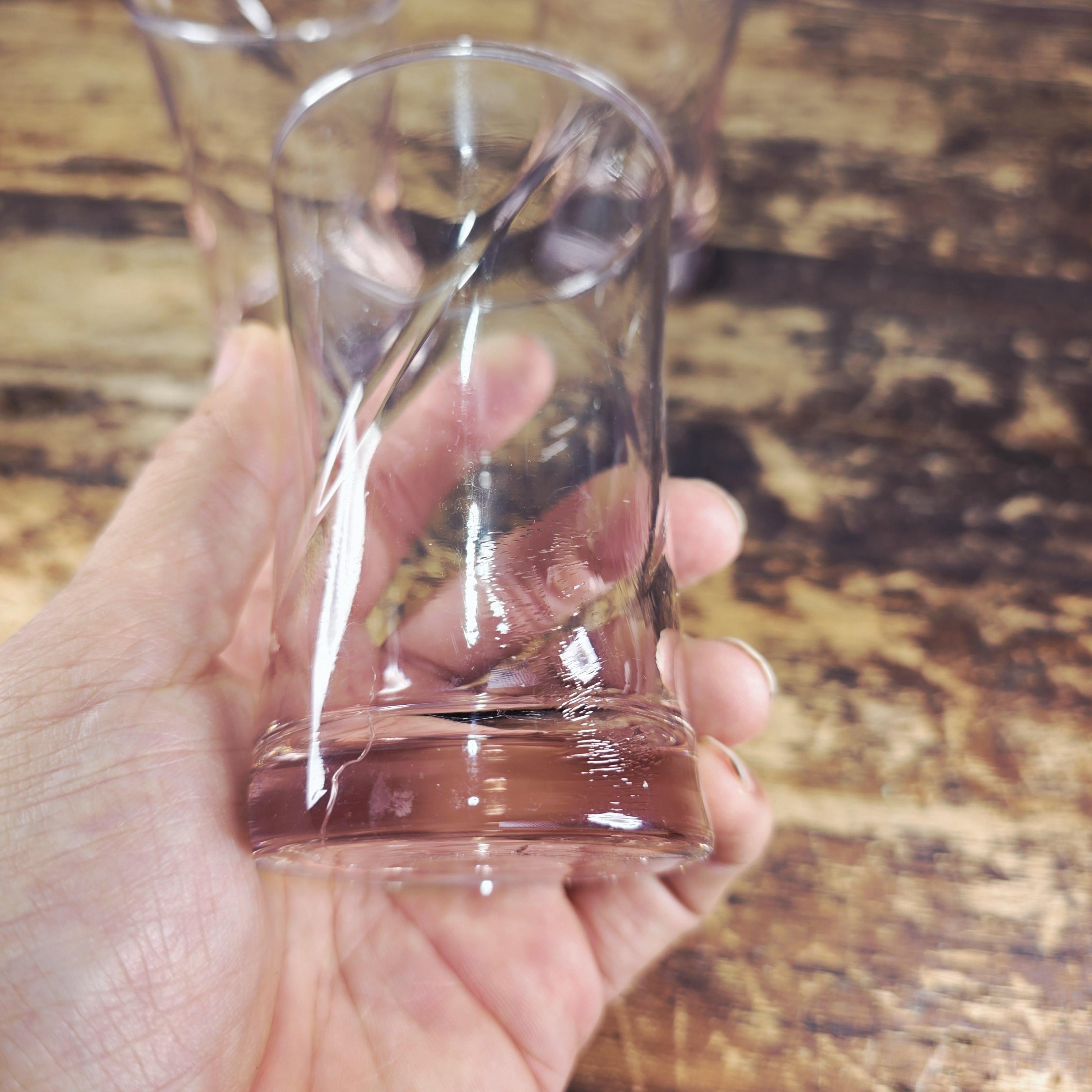 Vintage Blush Pink Swirl Glass Tumblers – Set of 3 (6 oz. each)