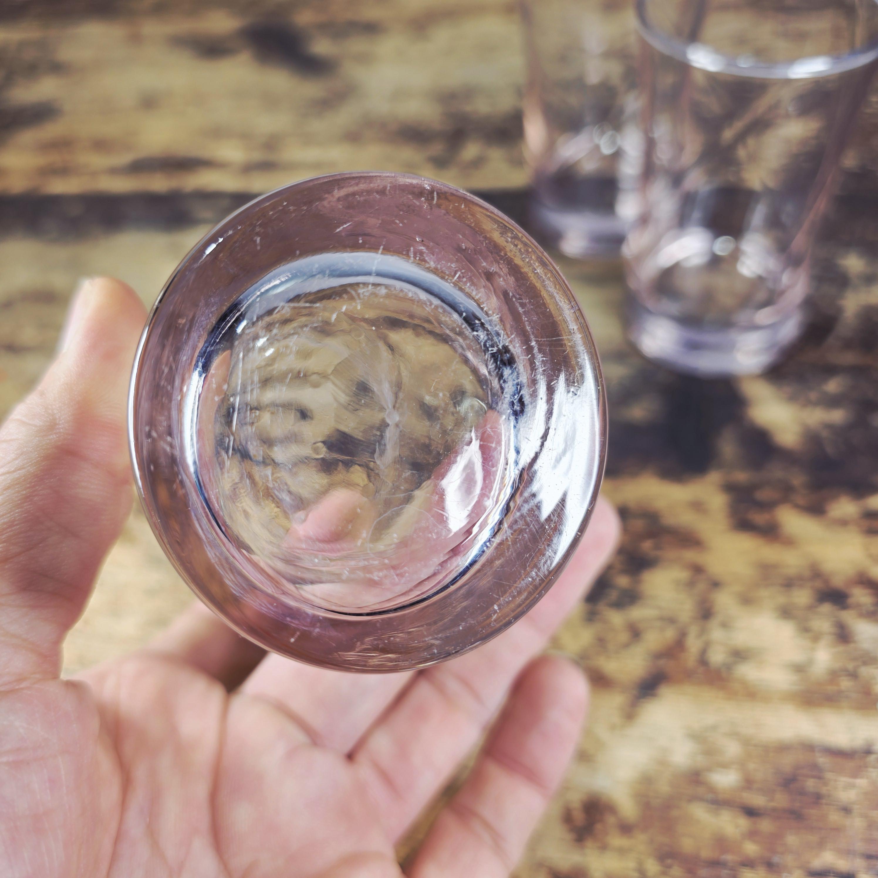 Vintage Blush Pink Swirl Glass Tumblers – Set of 3 (6 oz. each)