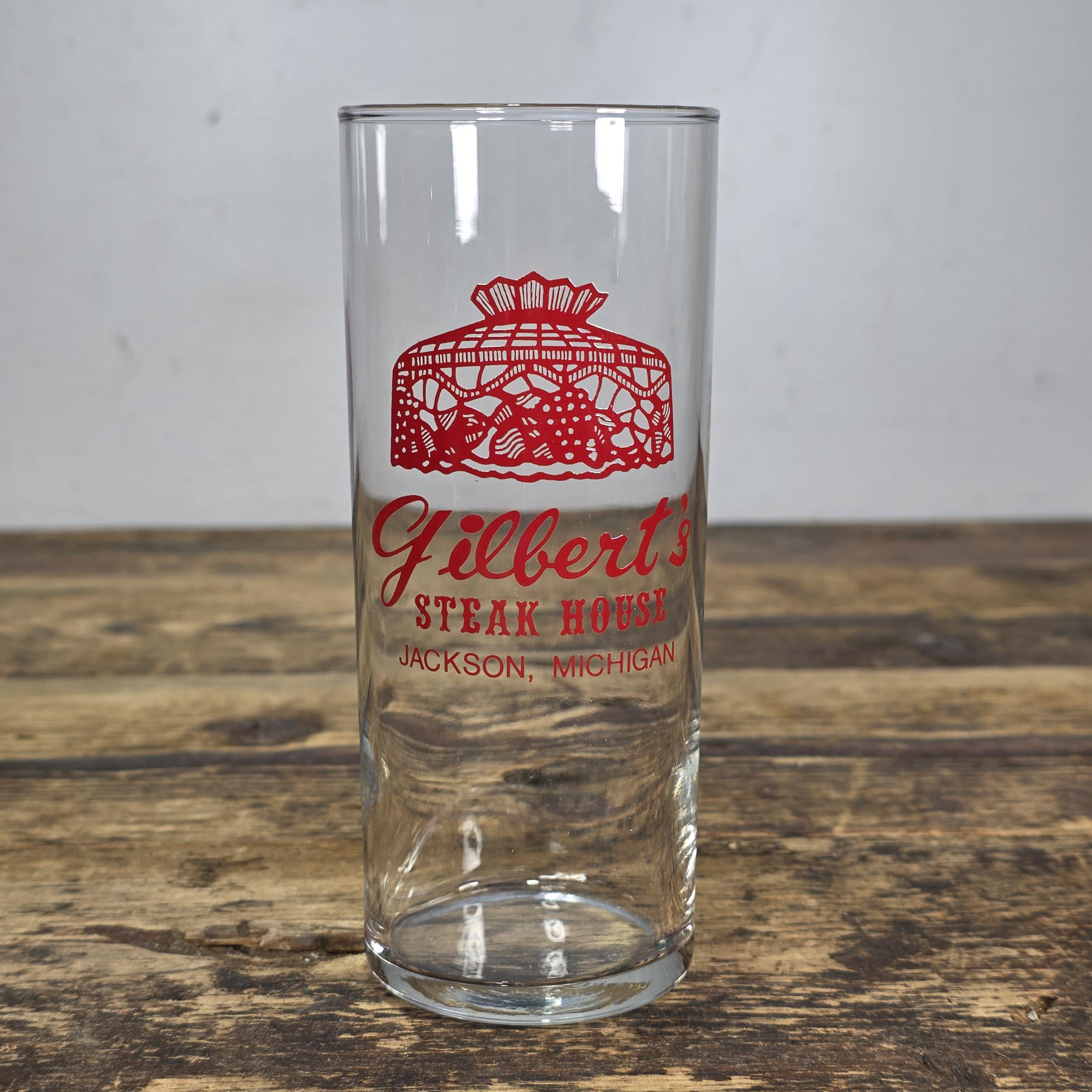 Vintage Gilbert’s Steak House Glass — Jackson, Michigan 5.75"H