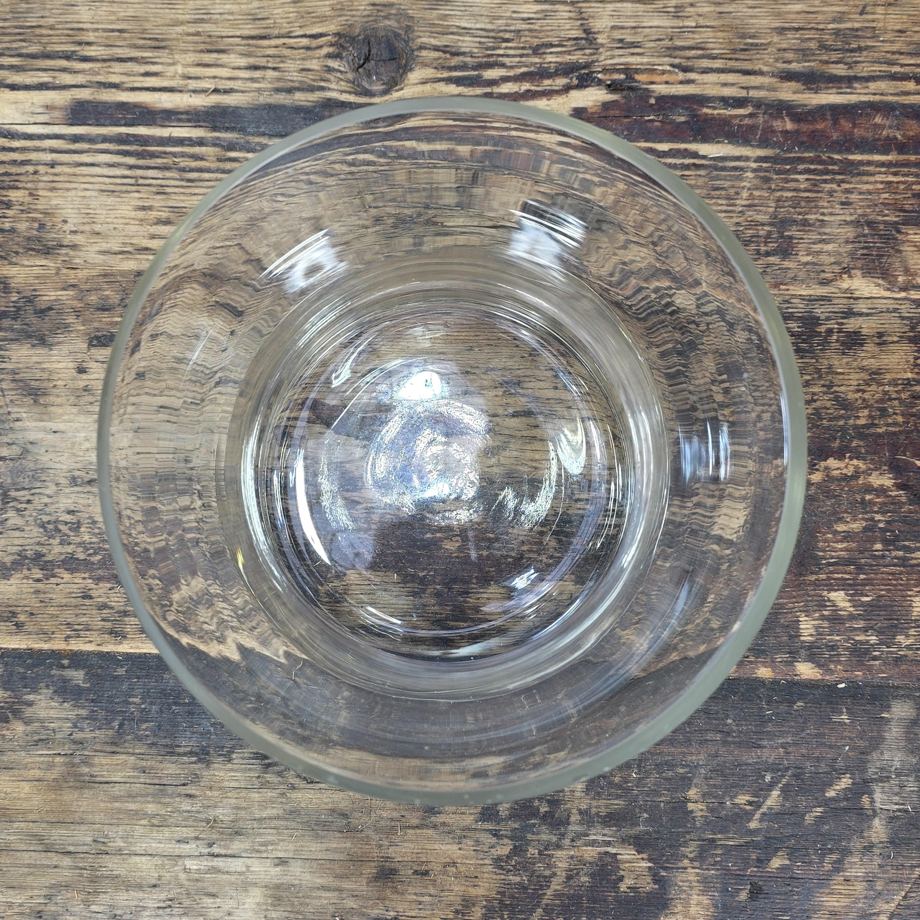 Vintage Thick Glass Hurricane Vase / Trumpet Hourglass Shape 6.5” Heavy Base