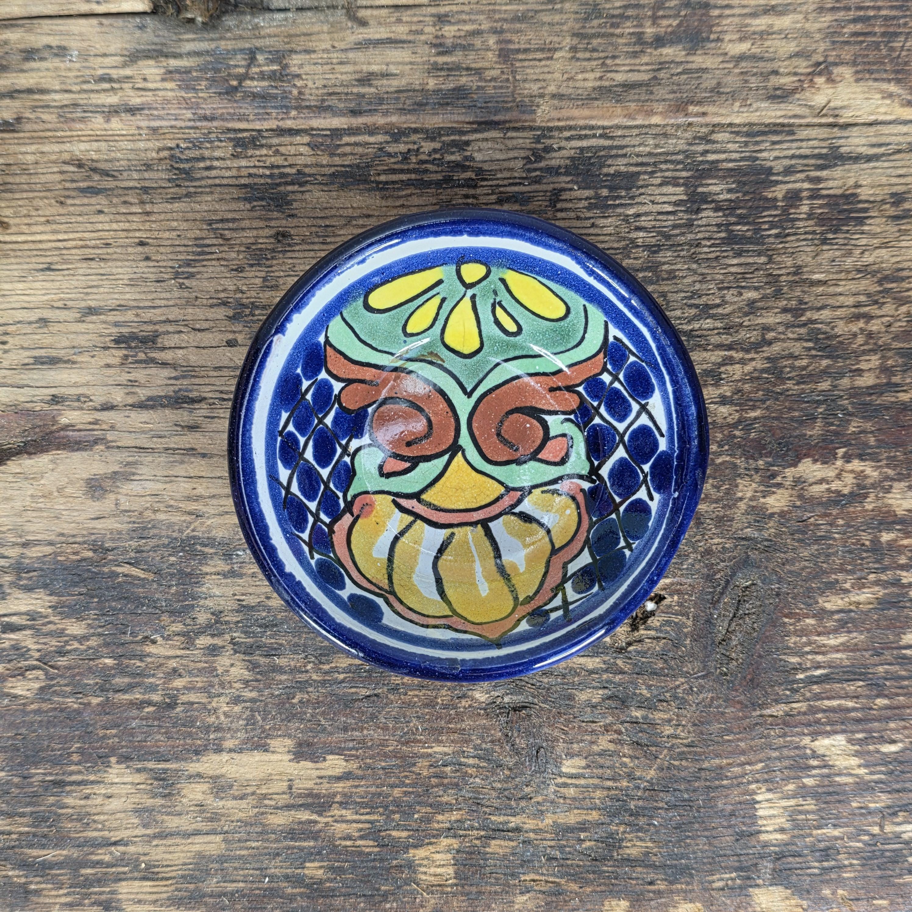 Hand Painted Talavera Small Bowls Set, Mexican Folk Art Pottery (4pcs)