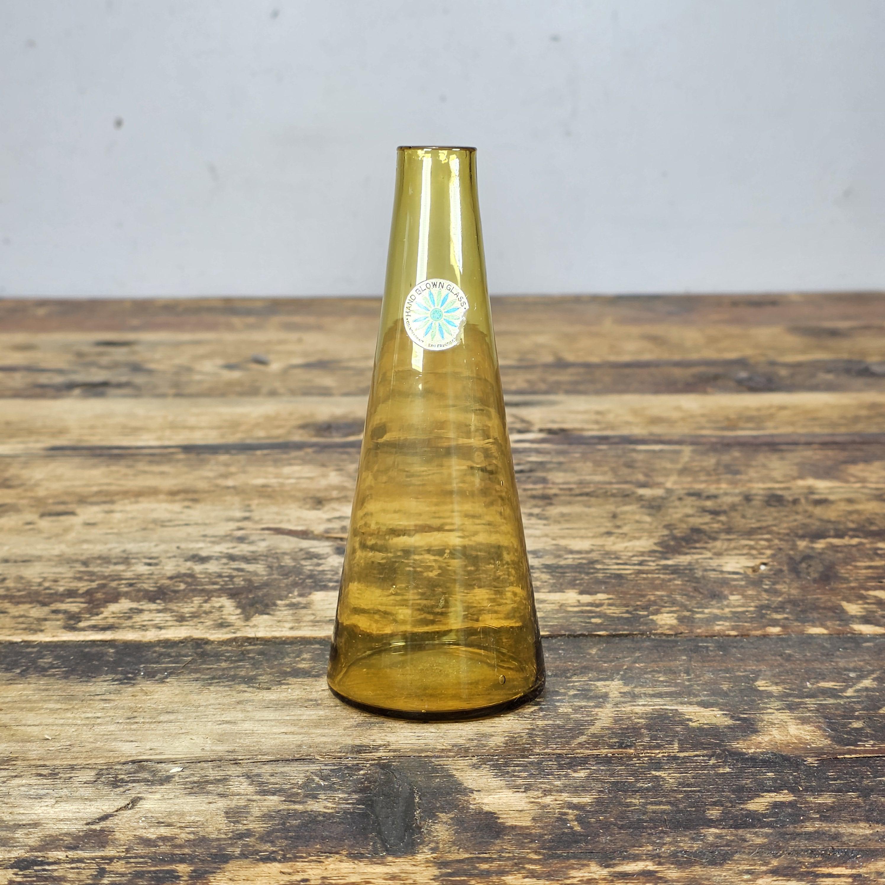 Counterpoint San Francisco Amber Hand Blown Glass Vase Made in Japan 1960s