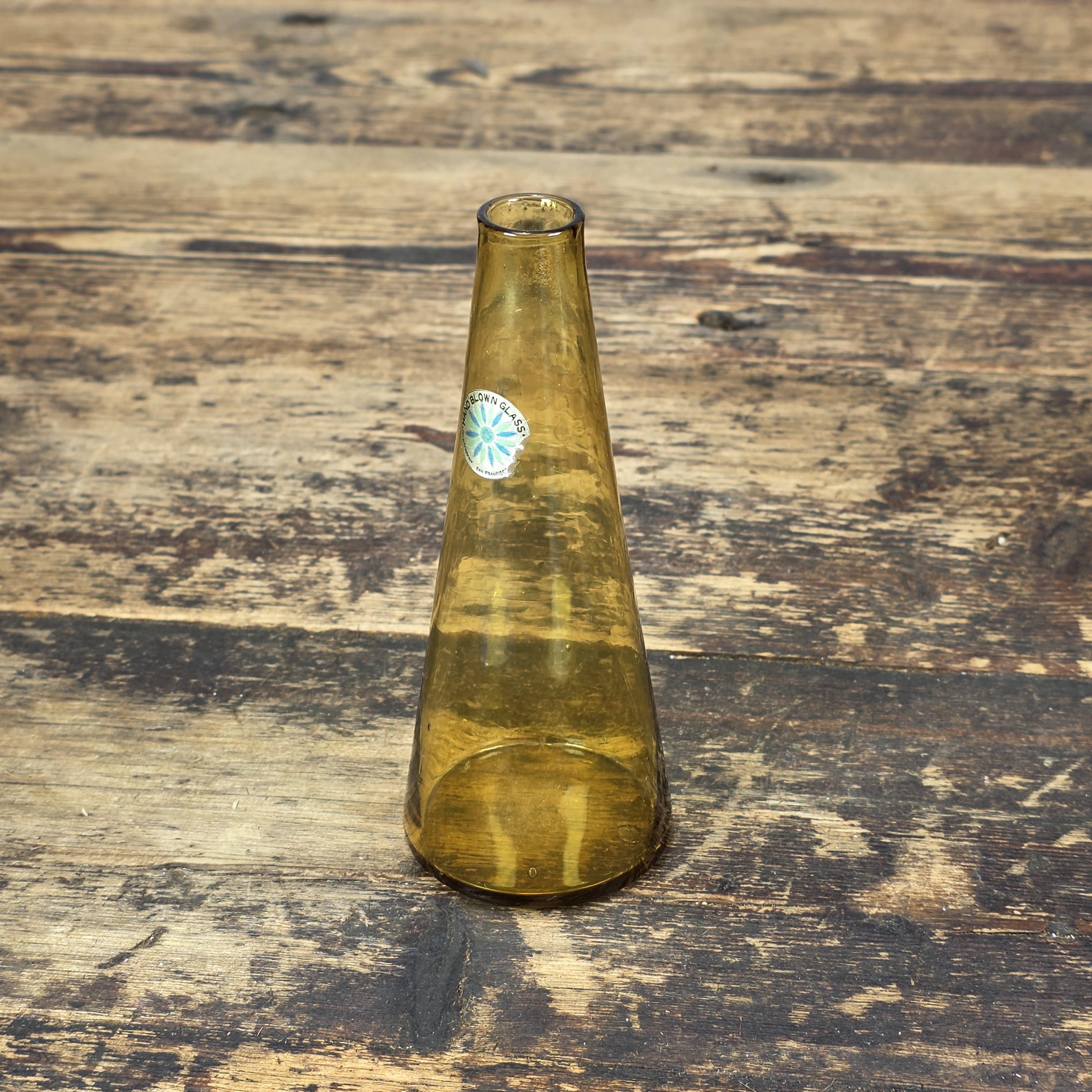 Counterpoint San Francisco Amber Hand Blown Glass Vase Made in Japan 1960s