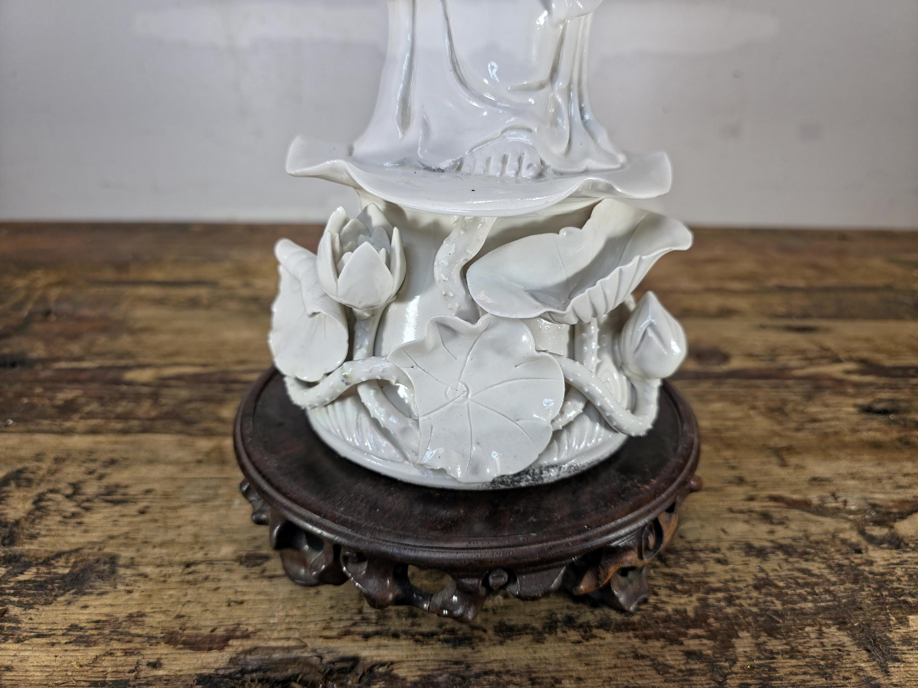 Blanc de Chine Porcelain Guanyin Statue Dehua Republic Period (1920–1940s) 18.5"