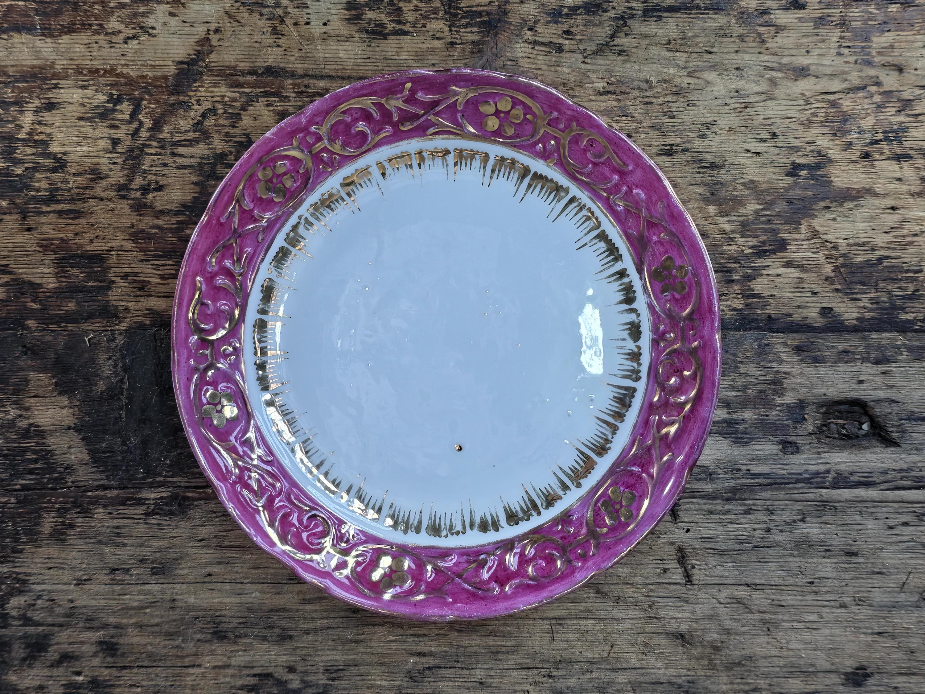 Vintage English Pink & Gilded Gold Porcelain Cup and Saucer - Beautiful Condition