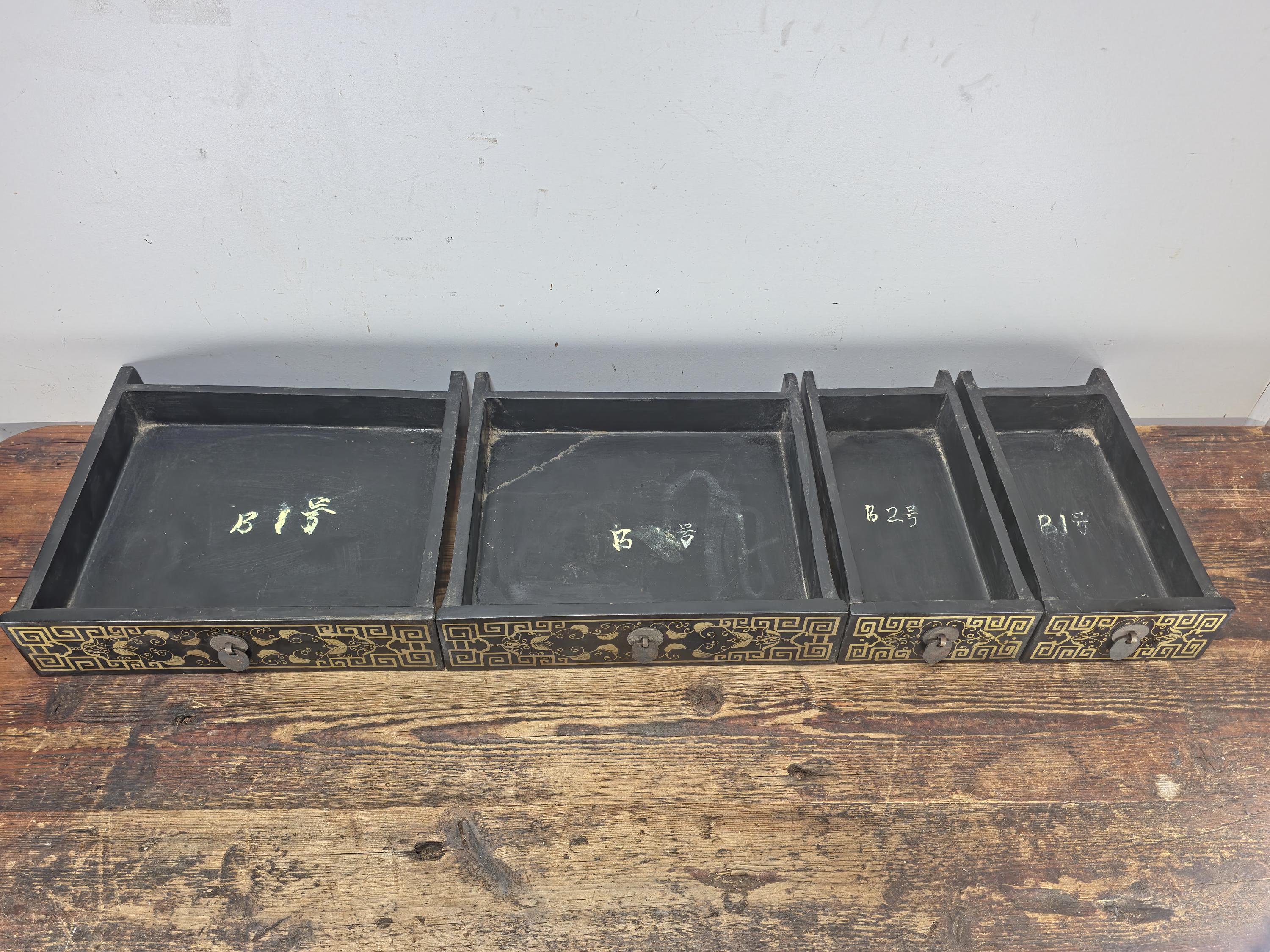 Chinese Antique Lacquer Box, Hundred Boys Motif, Drawers & Lift-Top 14.5"H