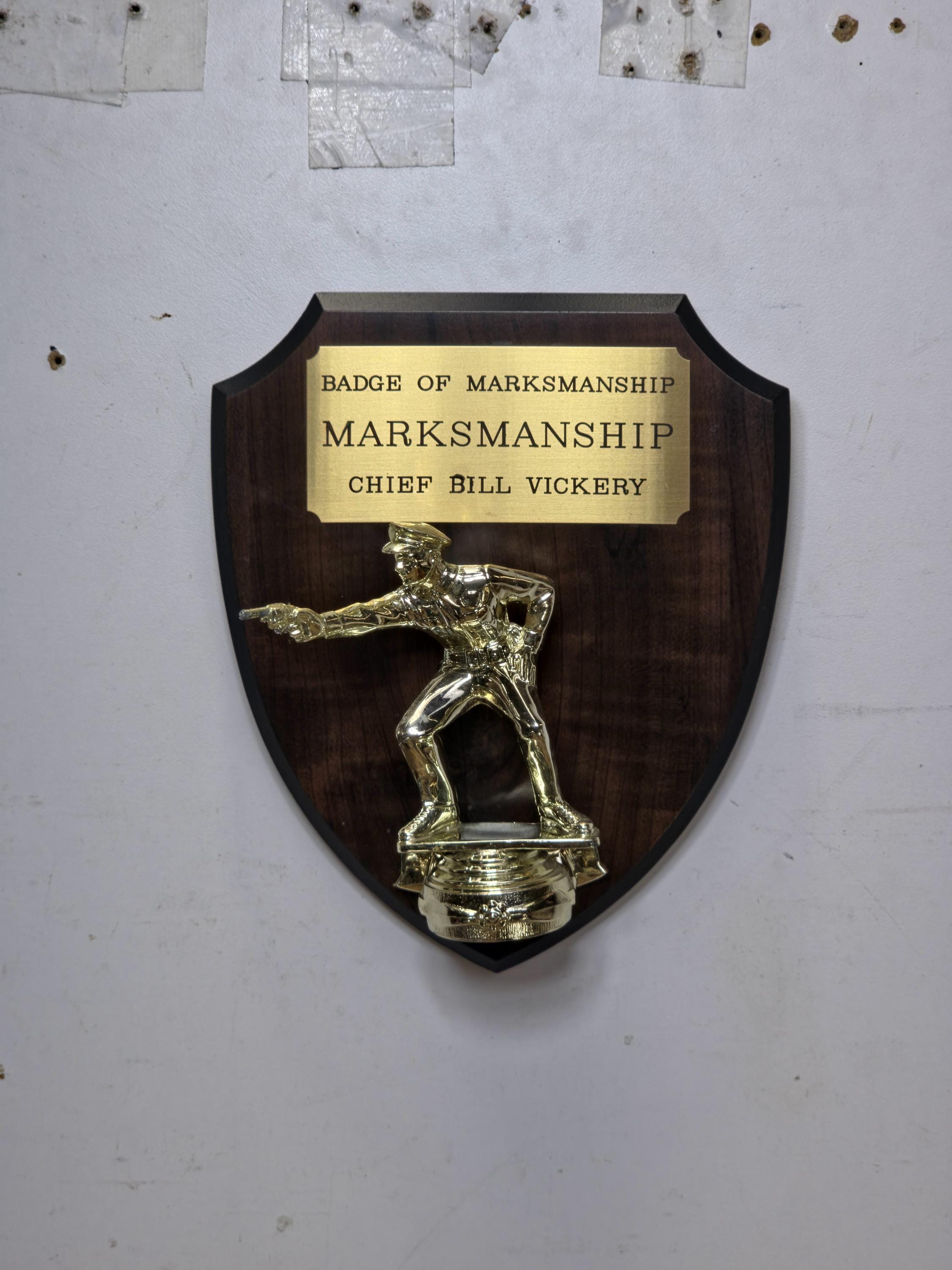 Vintage Hollywood Trophy Co. “Chief Bill Vickery” Marksman Plaque Studio Display