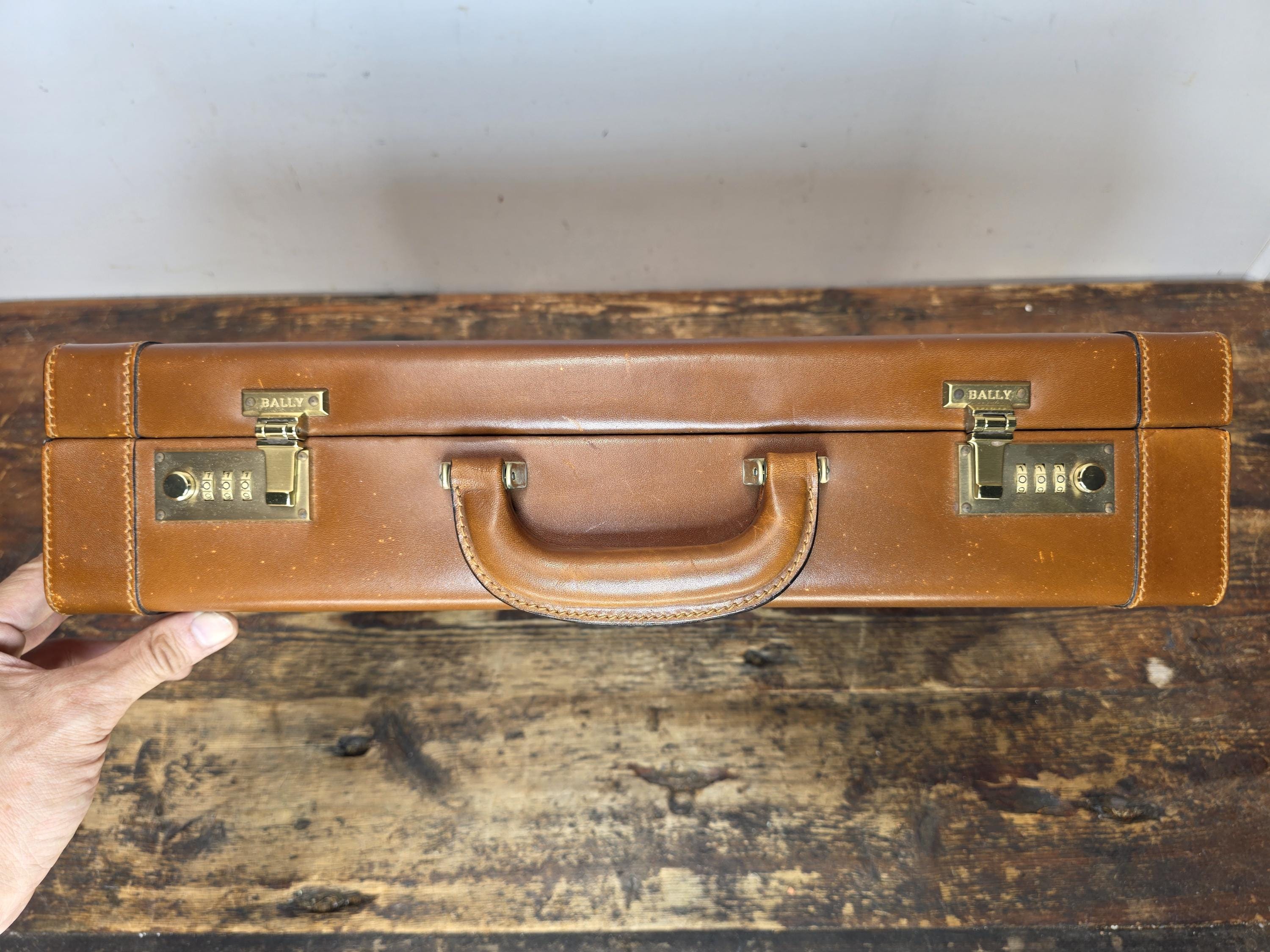 Bally Italy Leather Attache Briefcase CEO President Hard Case with Dust Cover