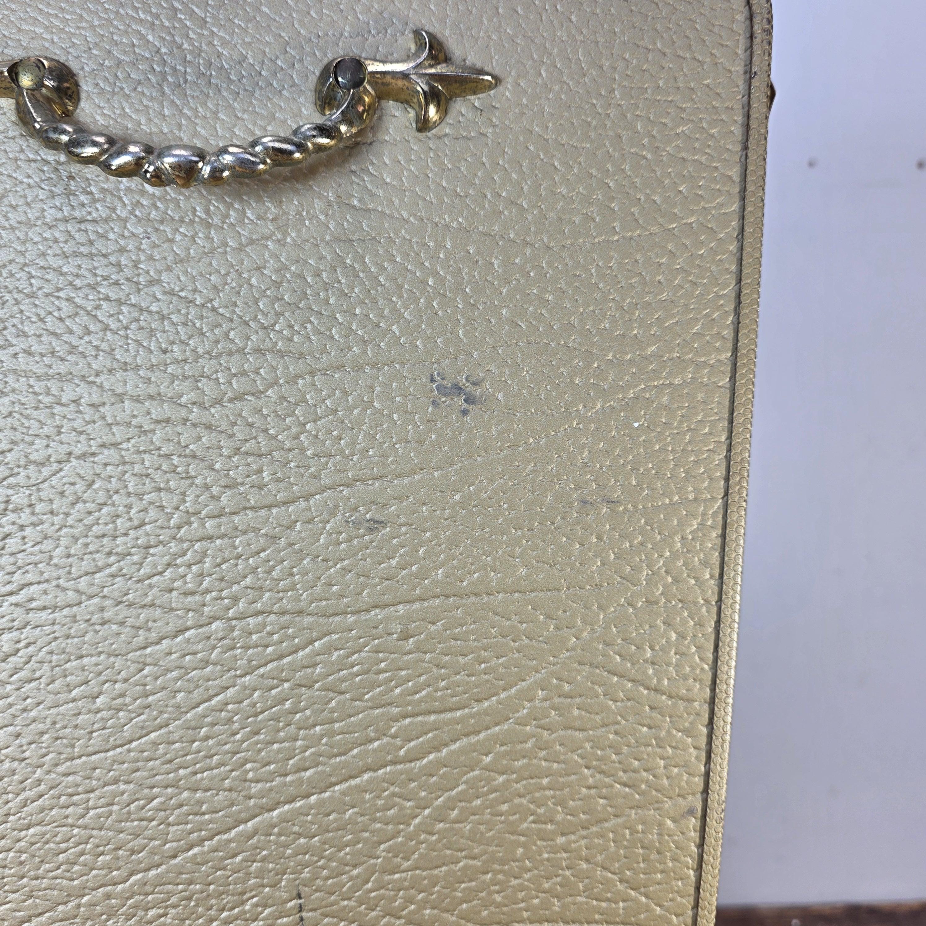 Vintage Pearl-Wick Clothes Hamper Gold Vinyl Woven Pattern 1960s Mid Century