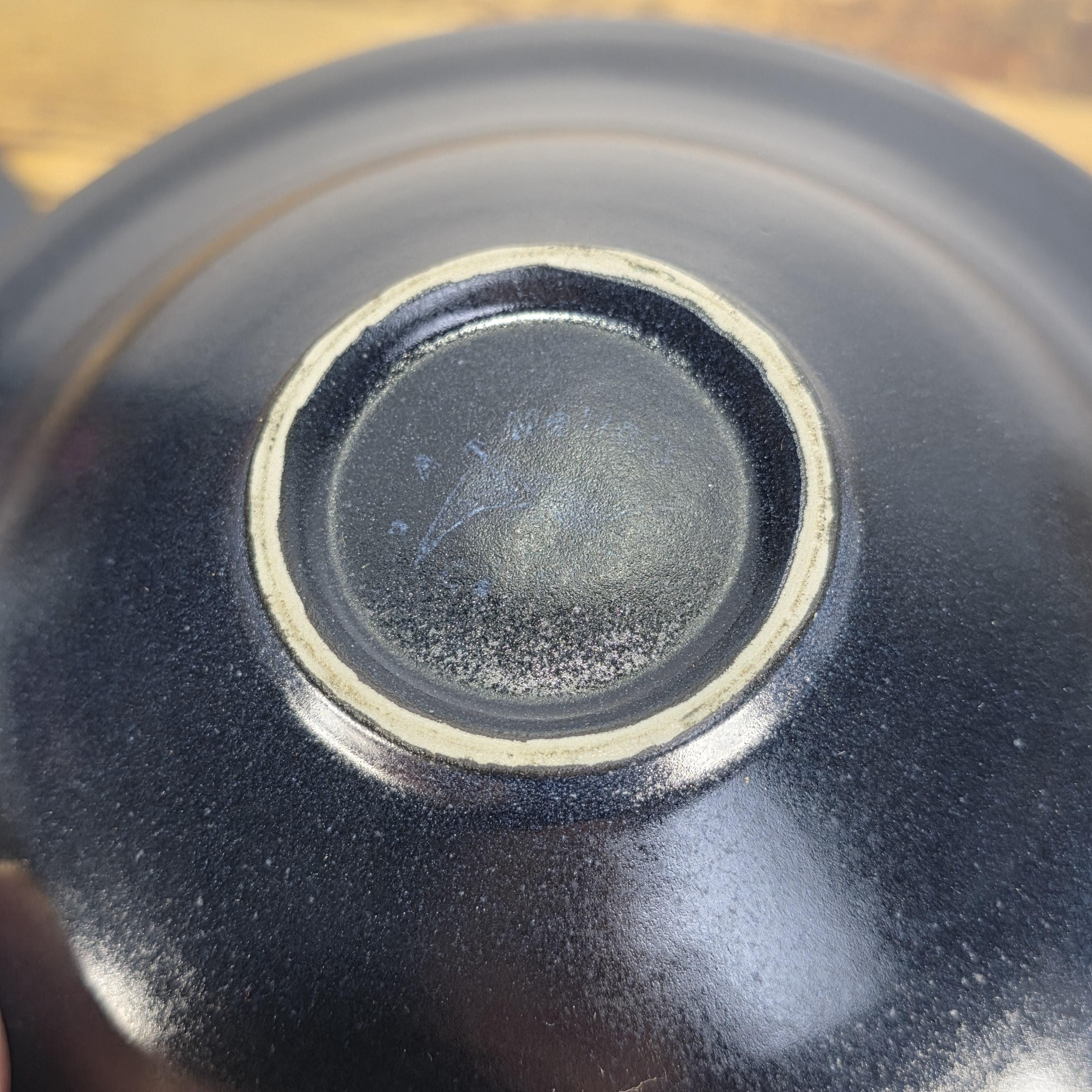 Ann Mallory California Studio Pottery Dessert/Pasta Bowls Set of 5 Blue Speckle