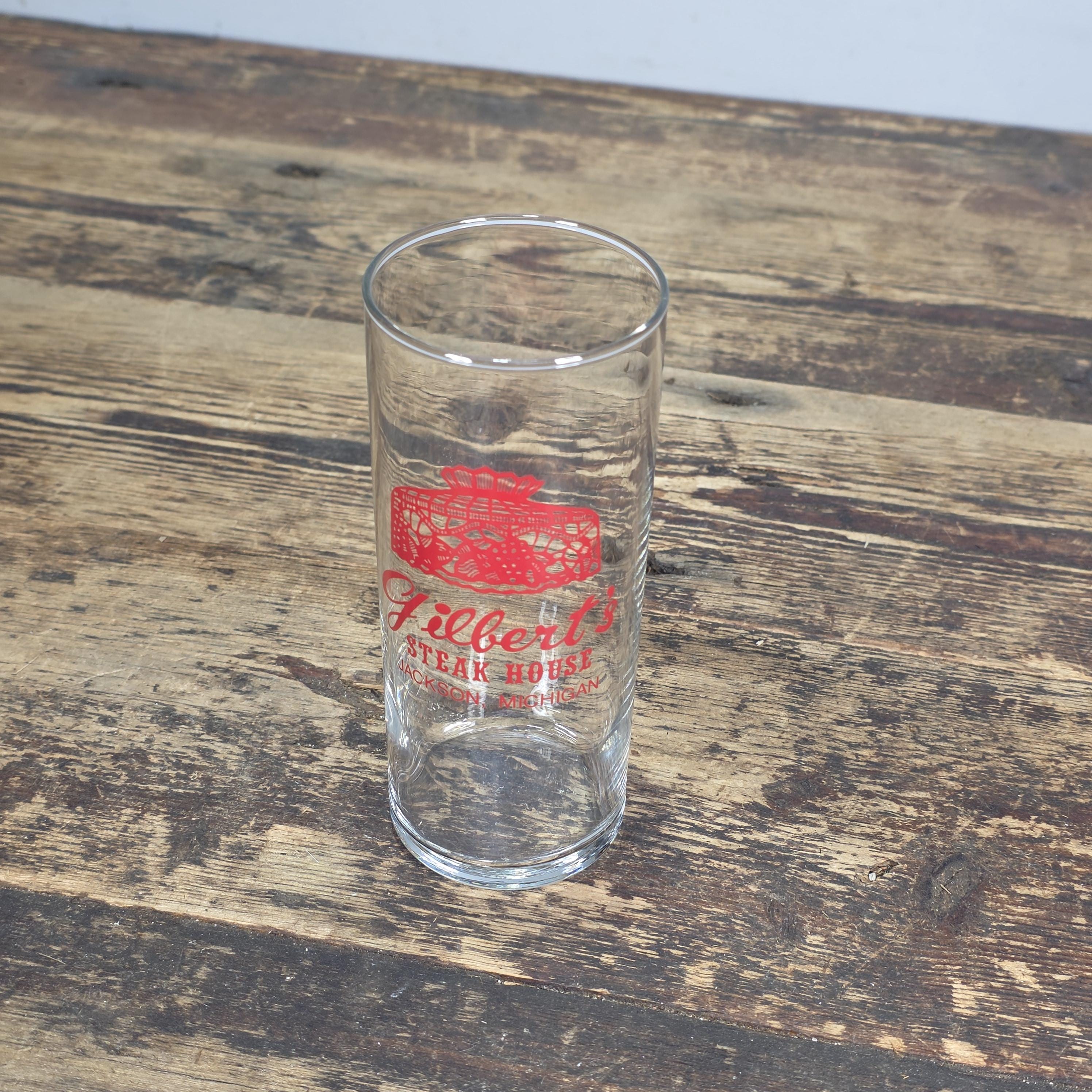 Vintage Gilbert’s Steak House Glass — Jackson, Michigan 5.75"H