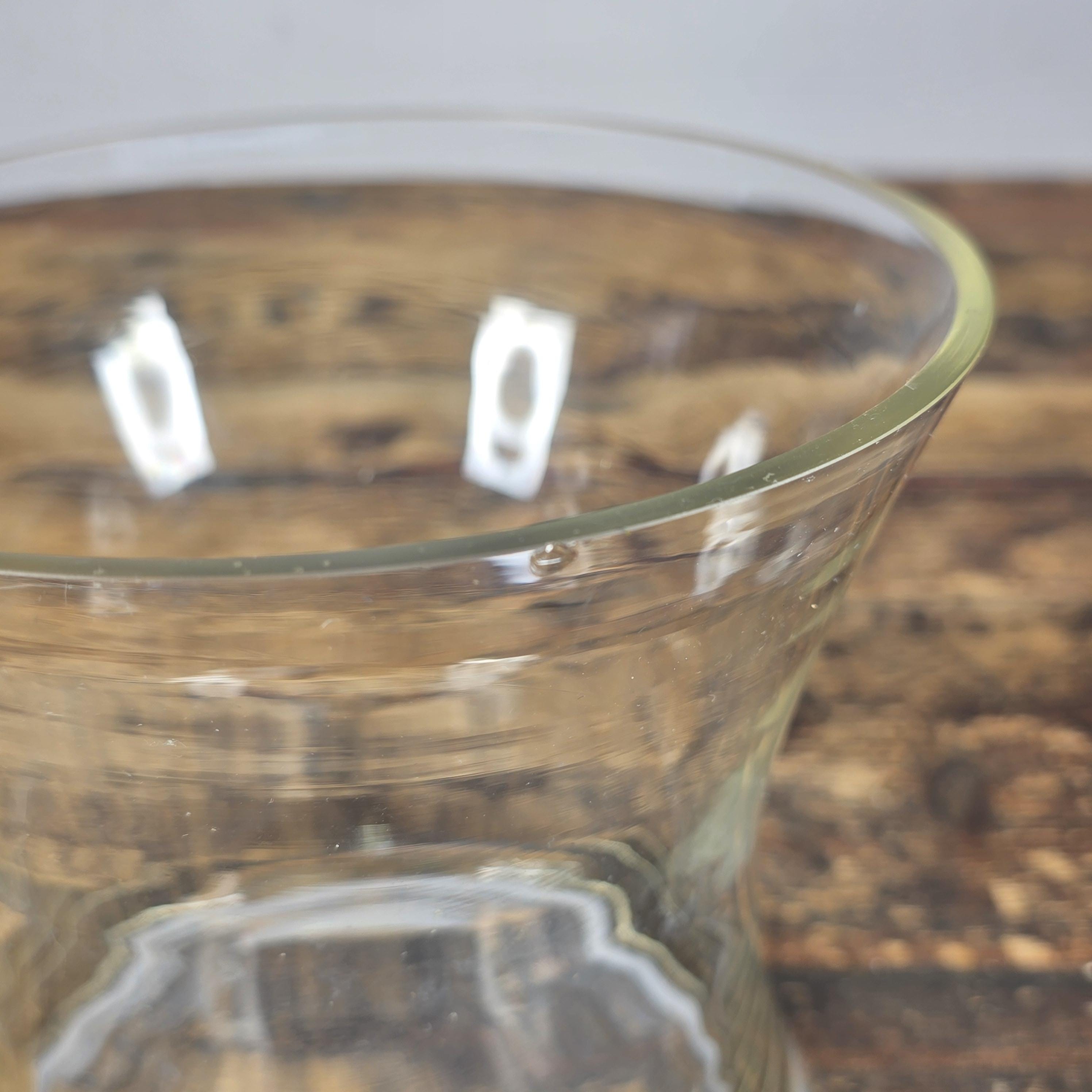 Vintage Thick Glass Hurricane Vase / Trumpet Hourglass Shape 6.5” Heavy Base