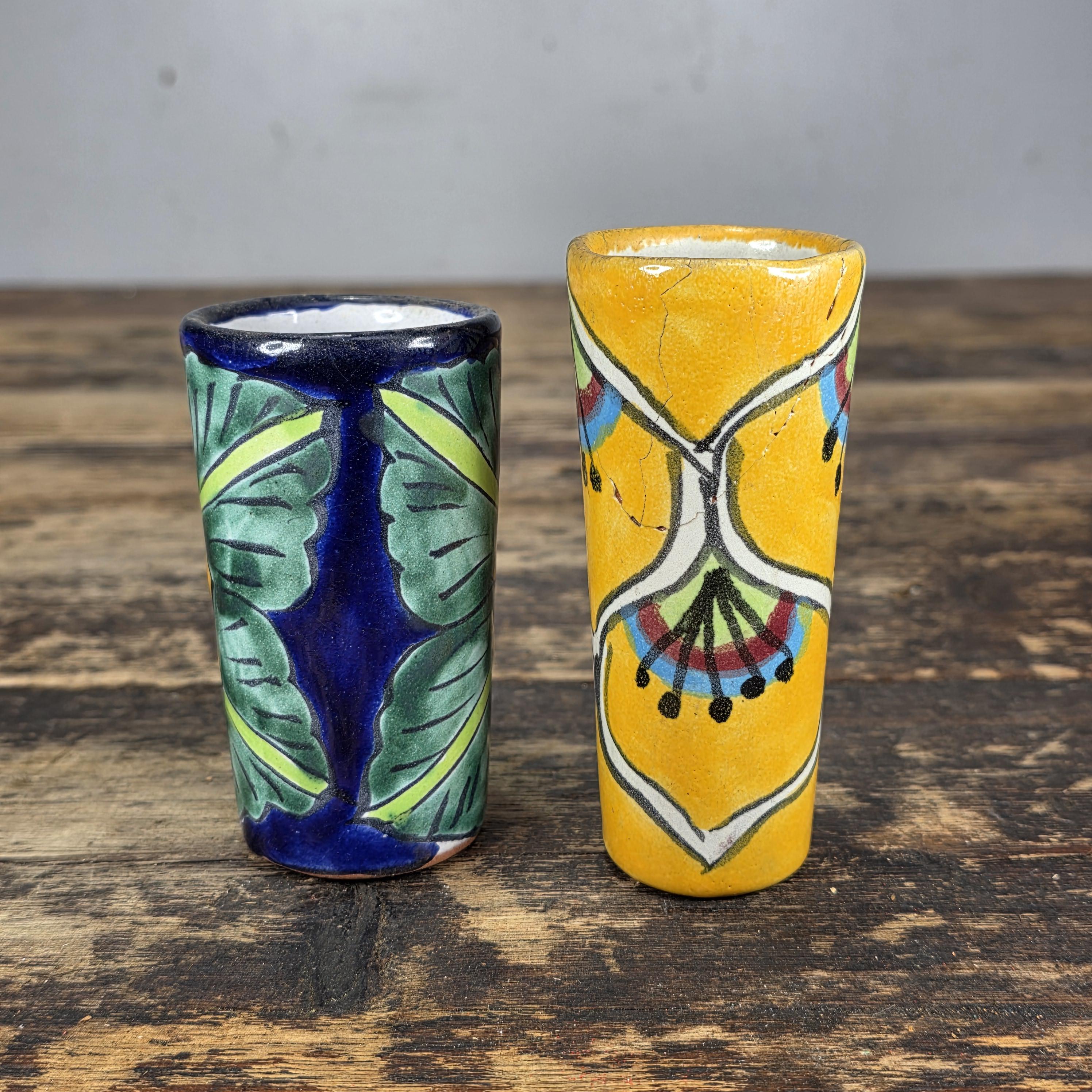 Vintage Talavera Mexico Shot Glasses – Hand Painted Ceramic Set