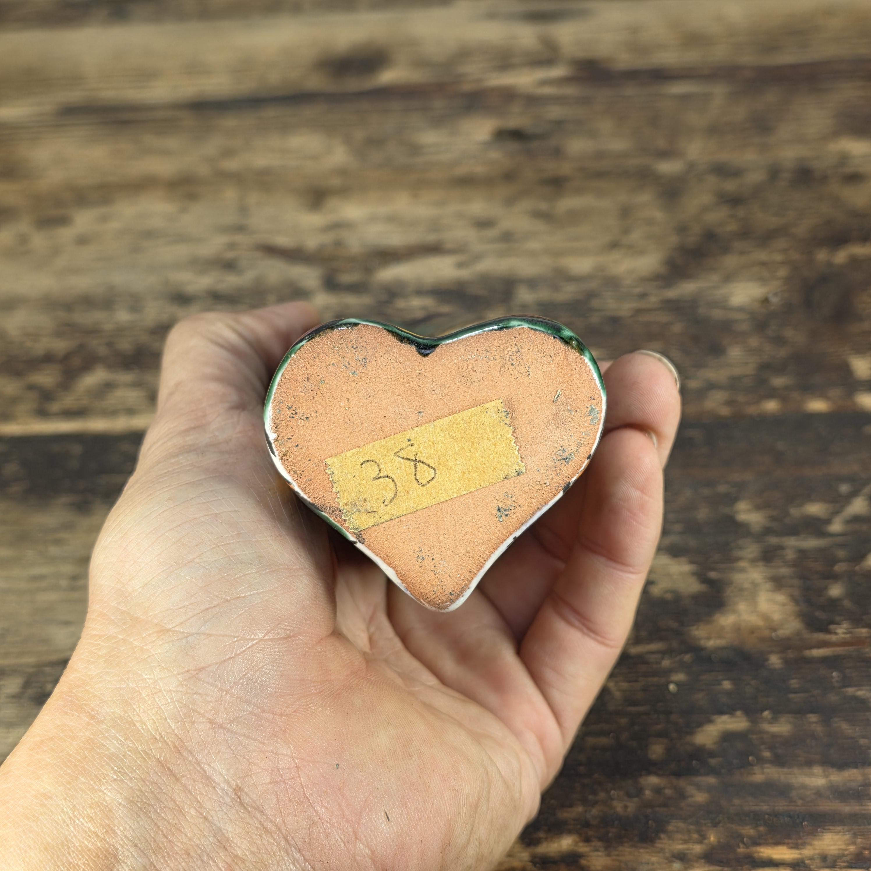 Vintage Talavera Mexico Heart Vase – Hand Painted Folk Art Ceramic 5.5"H