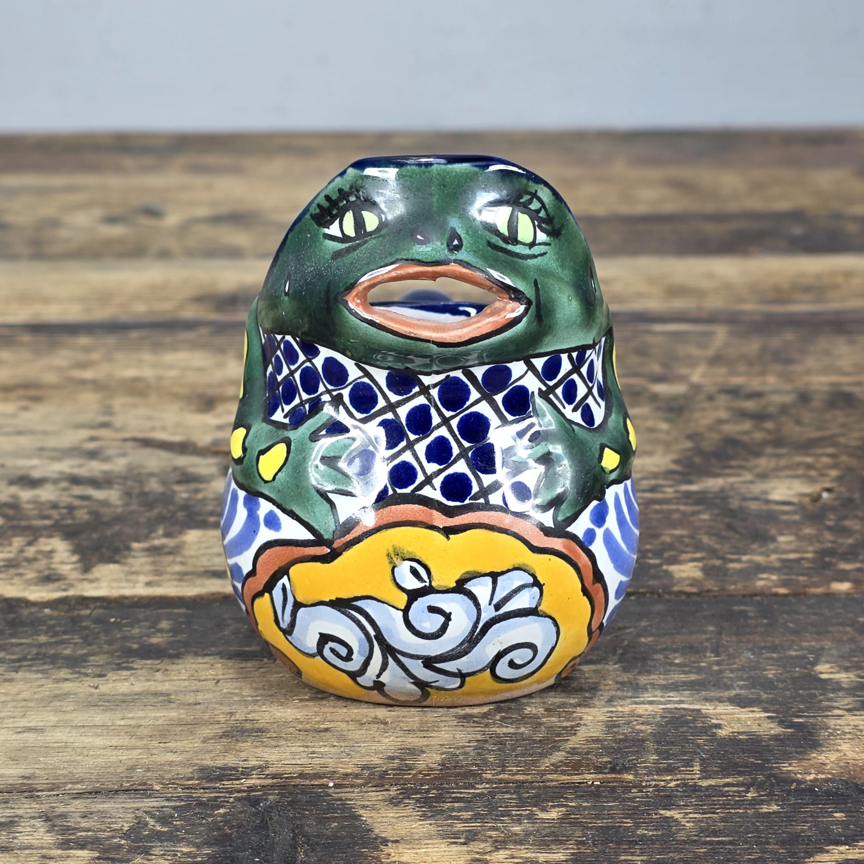 Vintage Talavera Mexico Frog Creamer – Hand Painted Folk Art Pottery