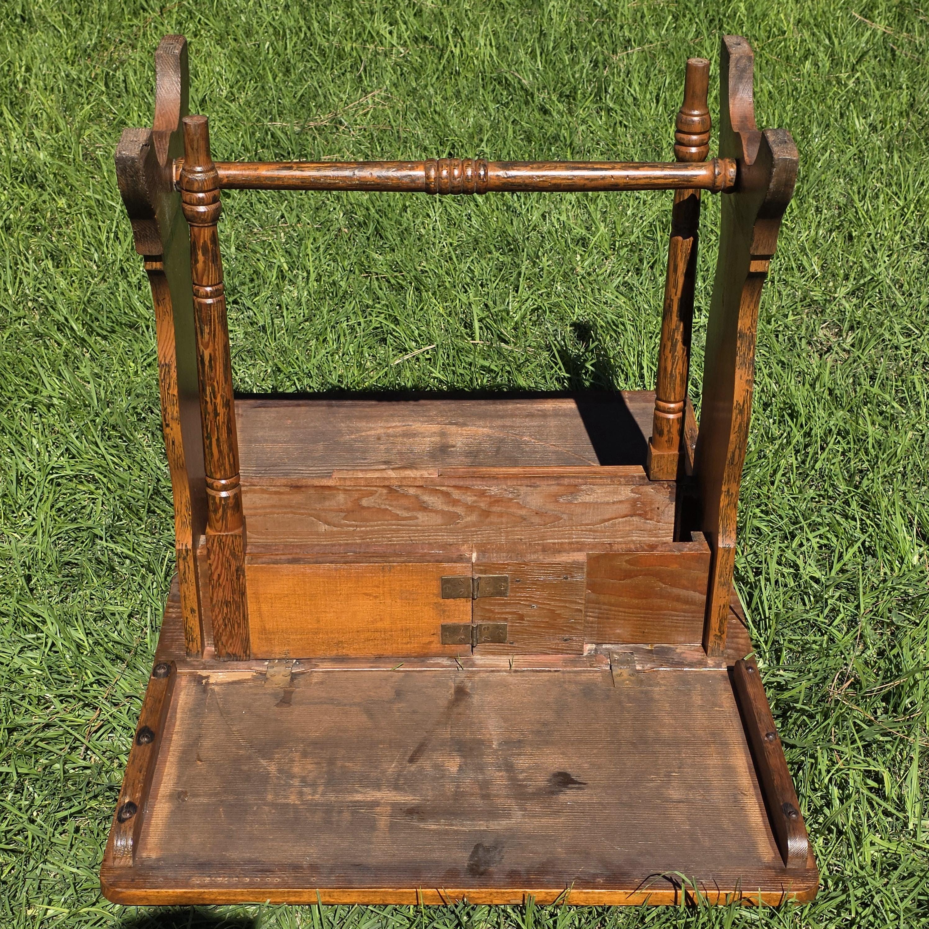Local Pickup Only Arts & Crafts / Mission Style Drop Leaf Table Solid Pine and Oak Hand Carved c1930