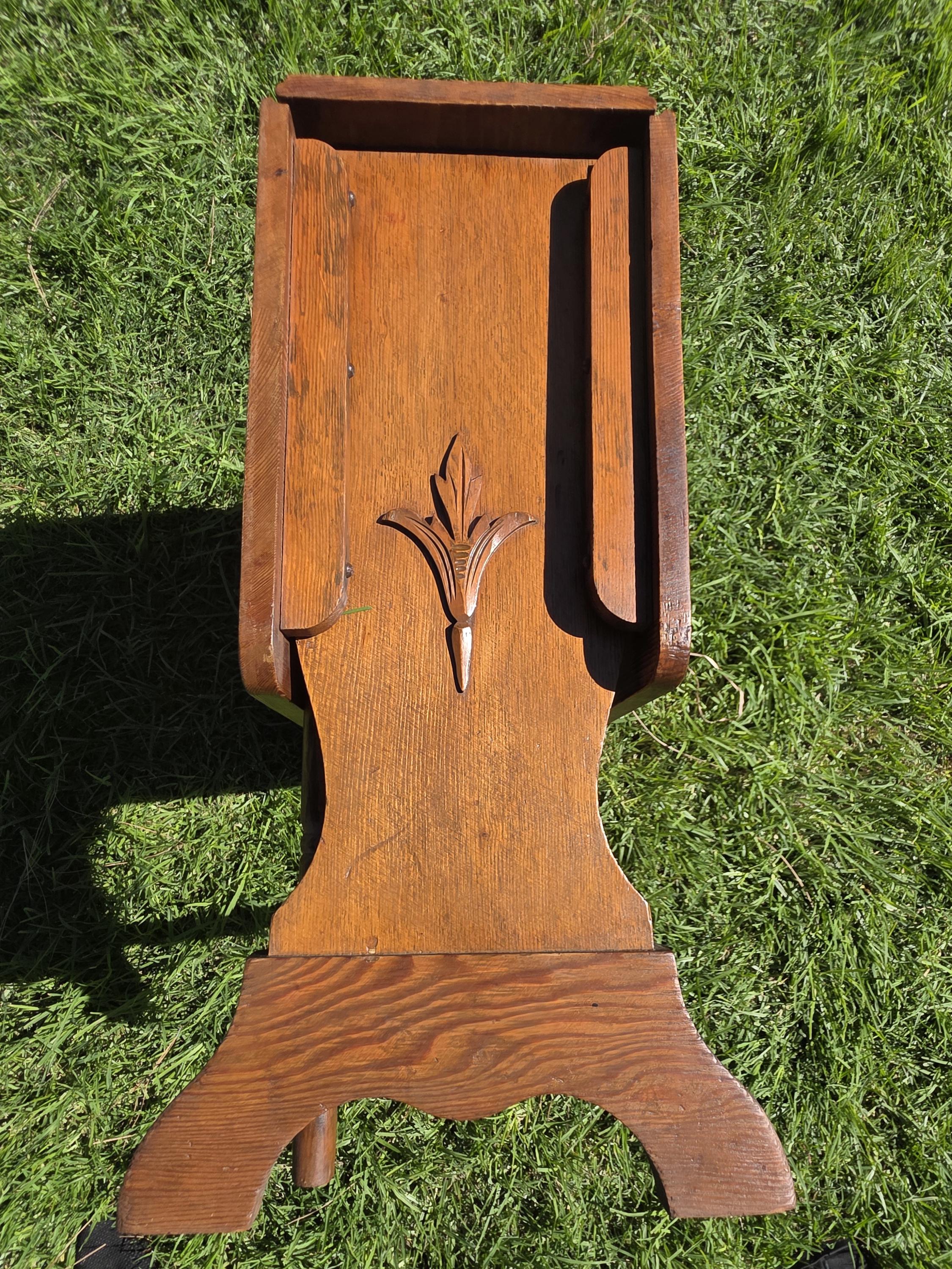 Local Pickup Only Arts & Crafts / Mission Style Drop Leaf Table Solid Pine and Oak Hand Carved c1930