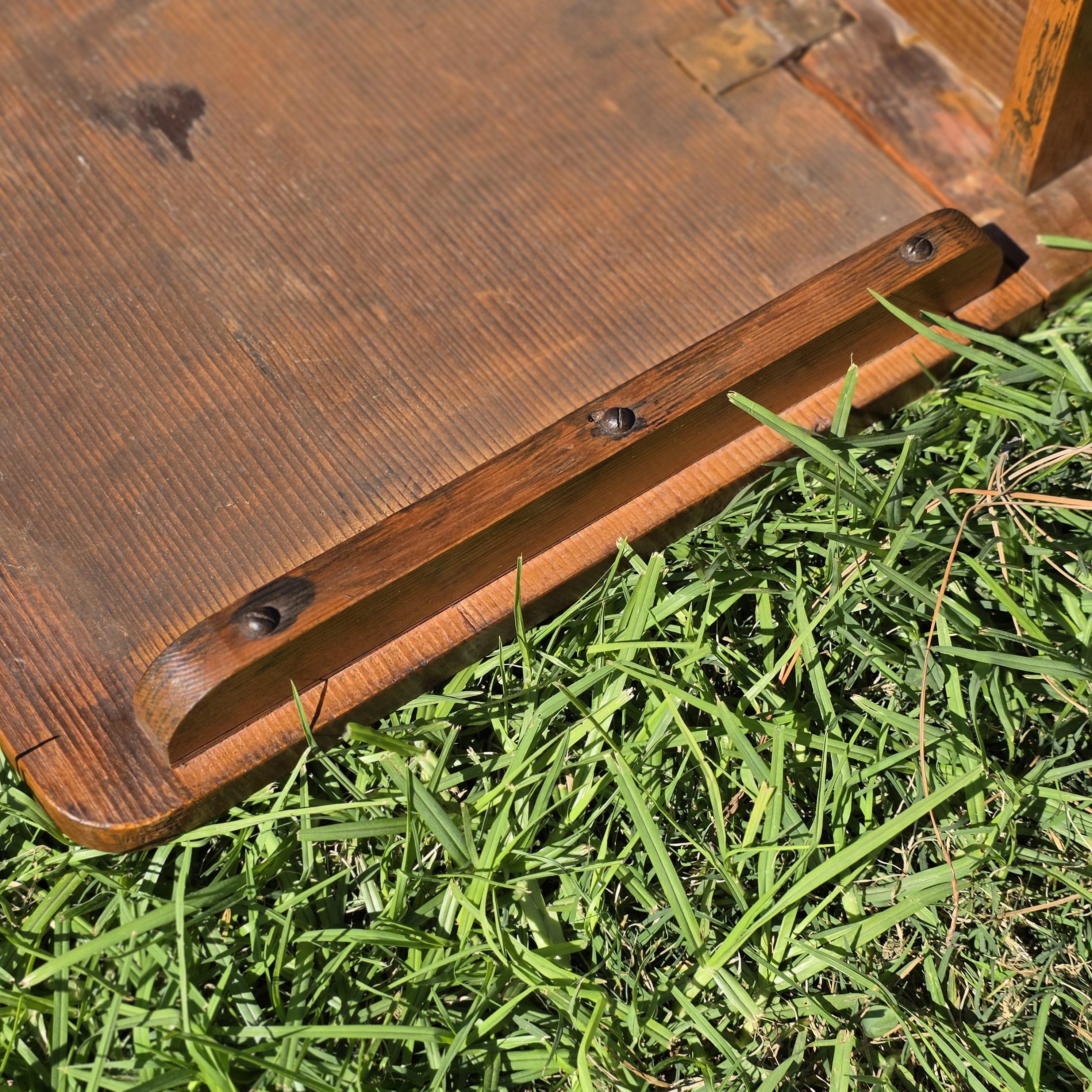 Local Pickup Only Arts & Crafts / Mission Style Drop Leaf Table Solid Pine and Oak Hand Carved c1930