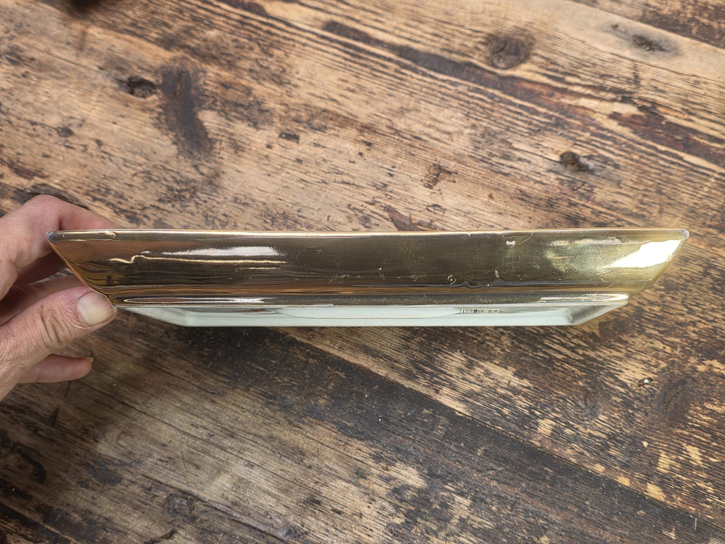 Tozai Home Gold Ceramic Rectangular Trays 9.75" Metallic Finish Plates Set of 3