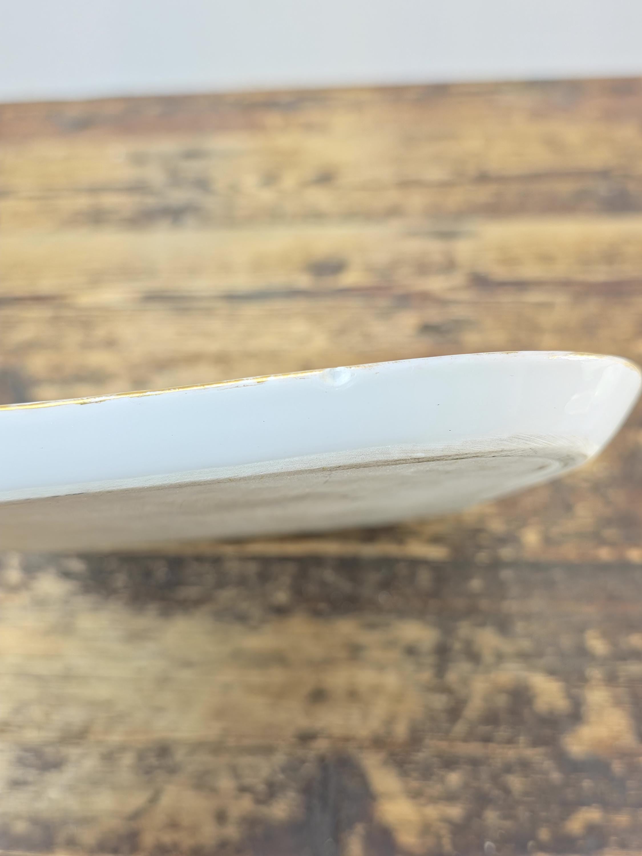 Limoges France Porcelain Tray with Gilt Monogram & Greek Key Border — c.1900s