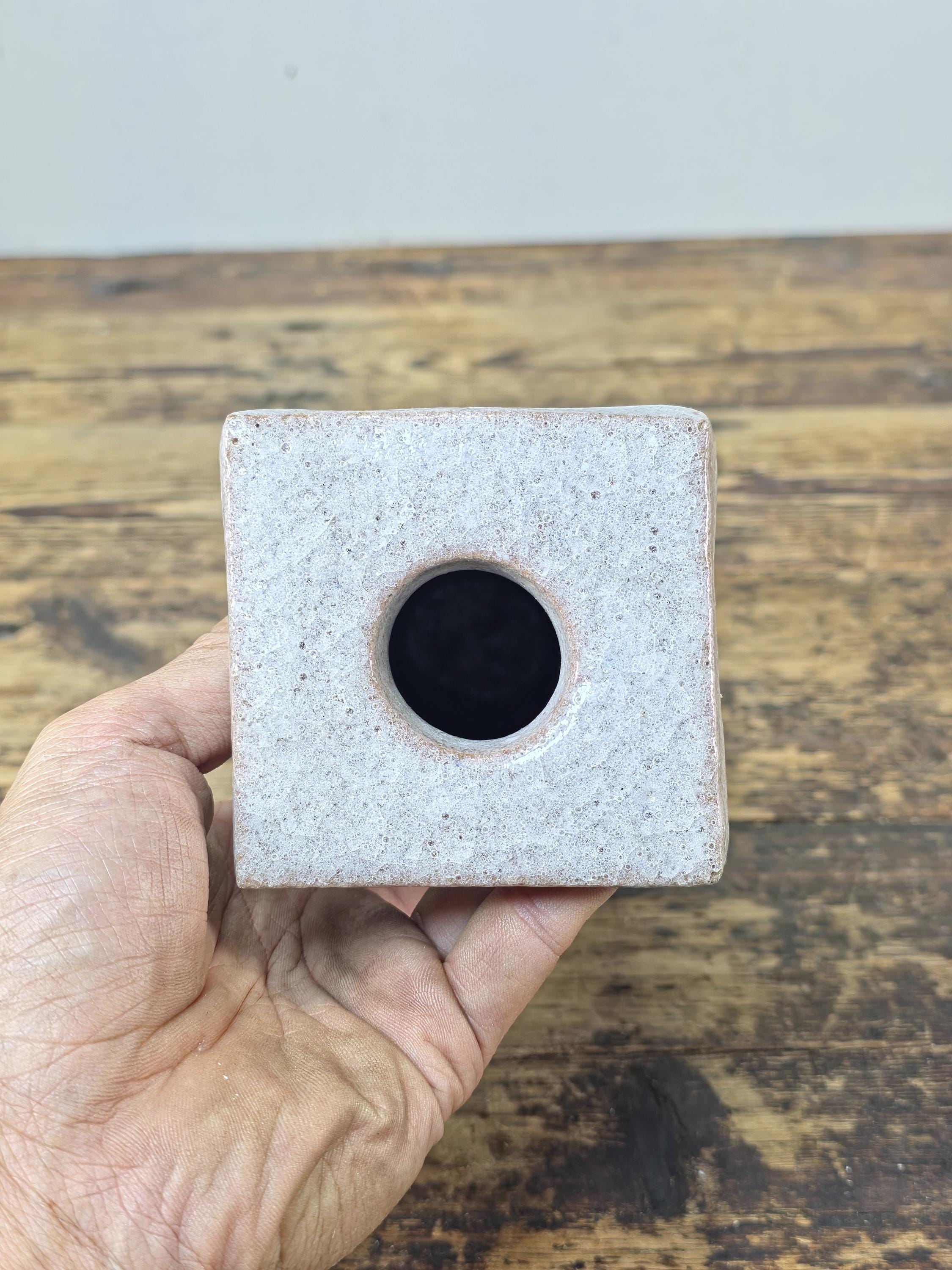 Japanese Studio Pottery Vase “Hisoku” (秘色) Textured White-Grey Glaze c.1960s–70s