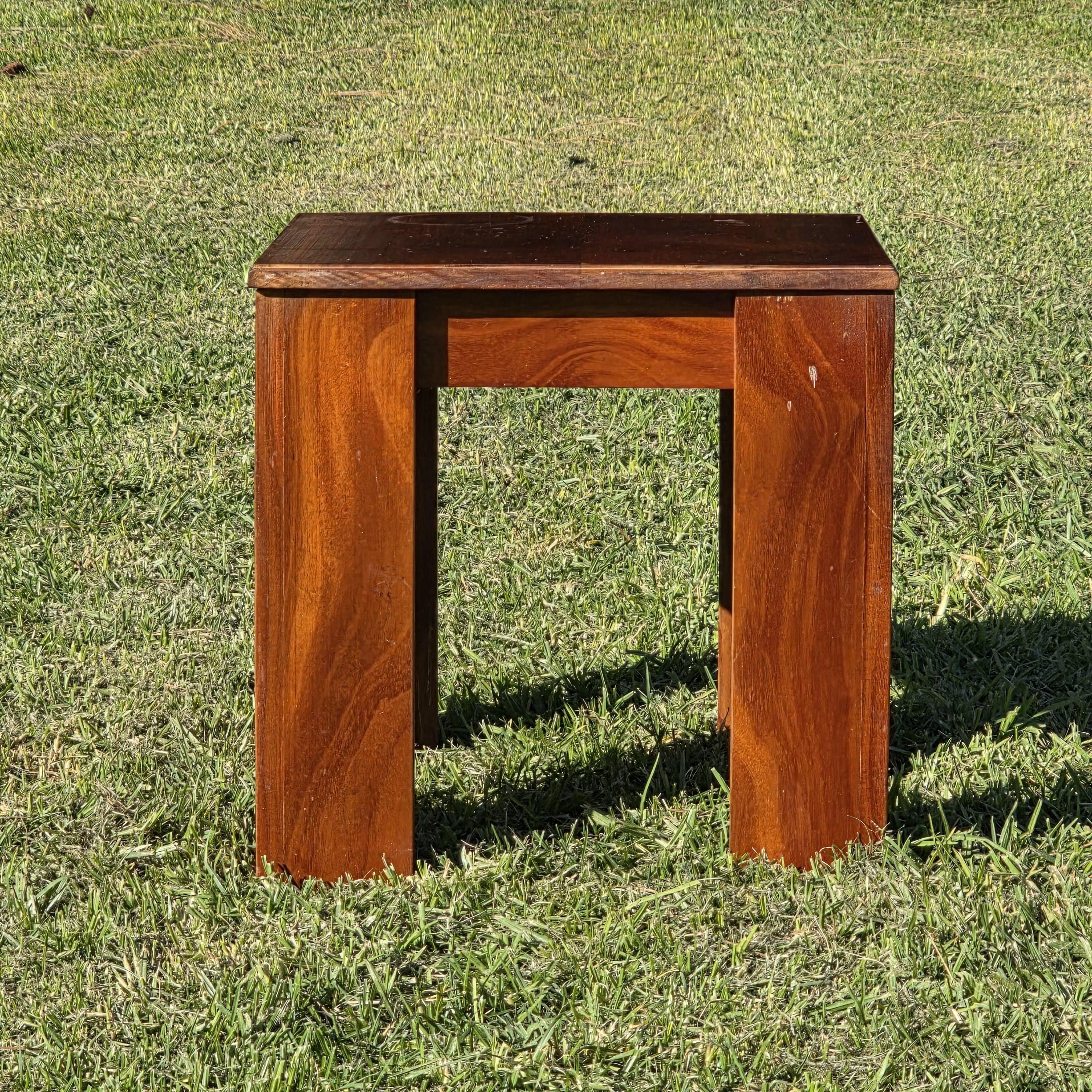 Vintage Solid Mahogany Cube Side Table/Stool -Minimalist Modern Design 16" x 16"