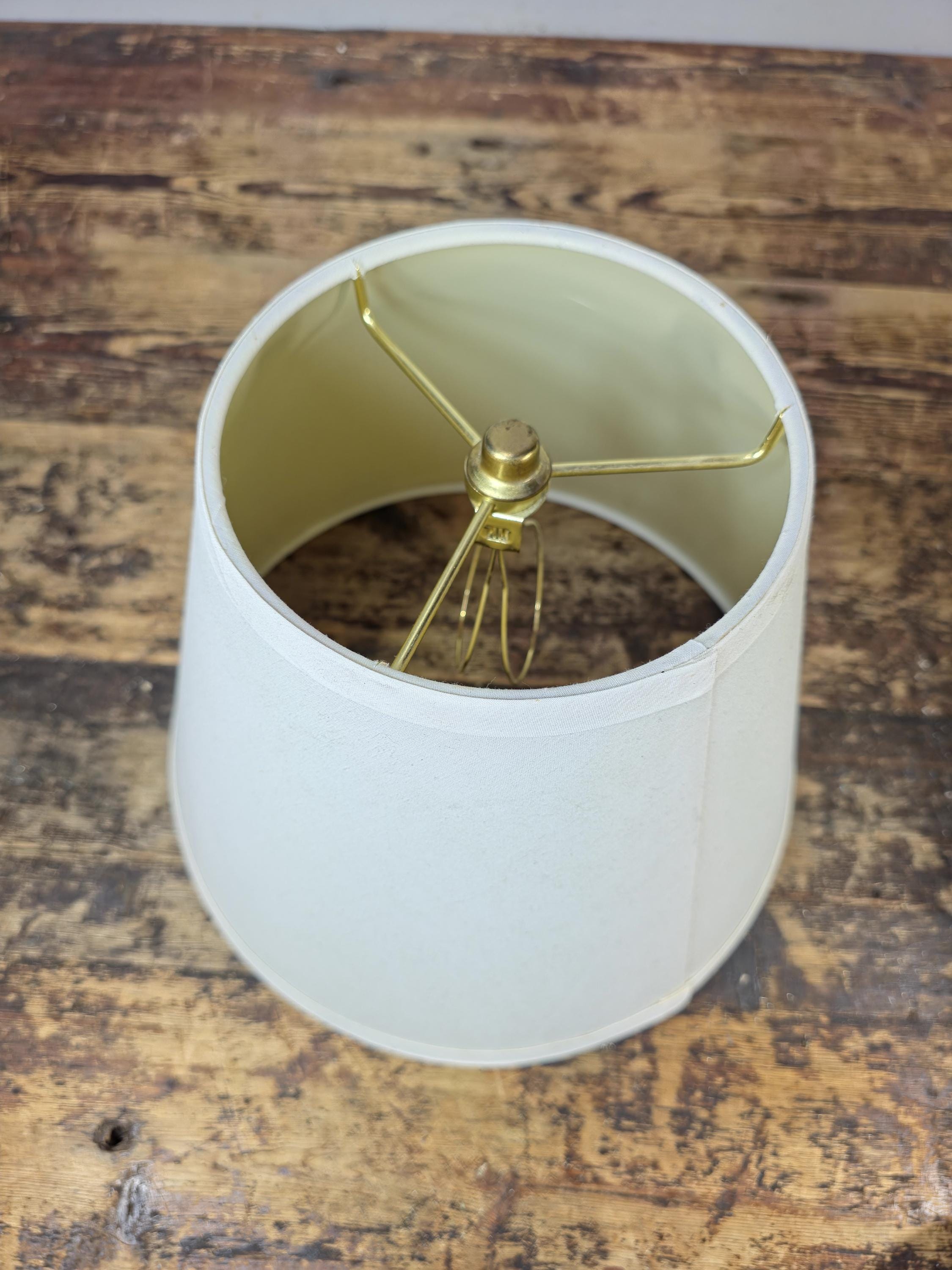 Mid-Century Blue Swirl Glass Table Lamp with Shade 14"T