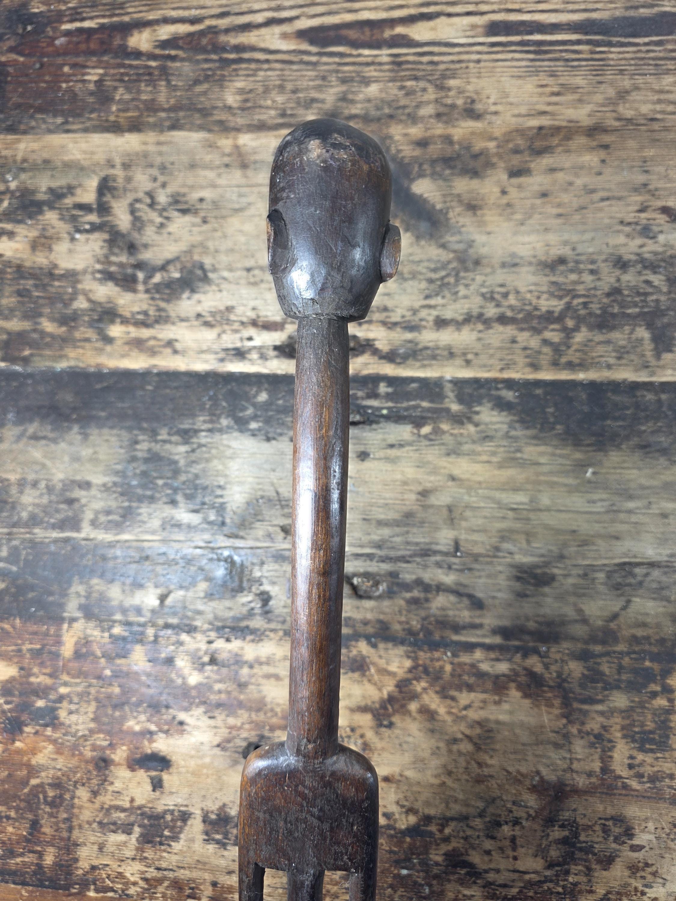 African Tribal Art Tall Carved Wood Figure w/ Split Legs 61"