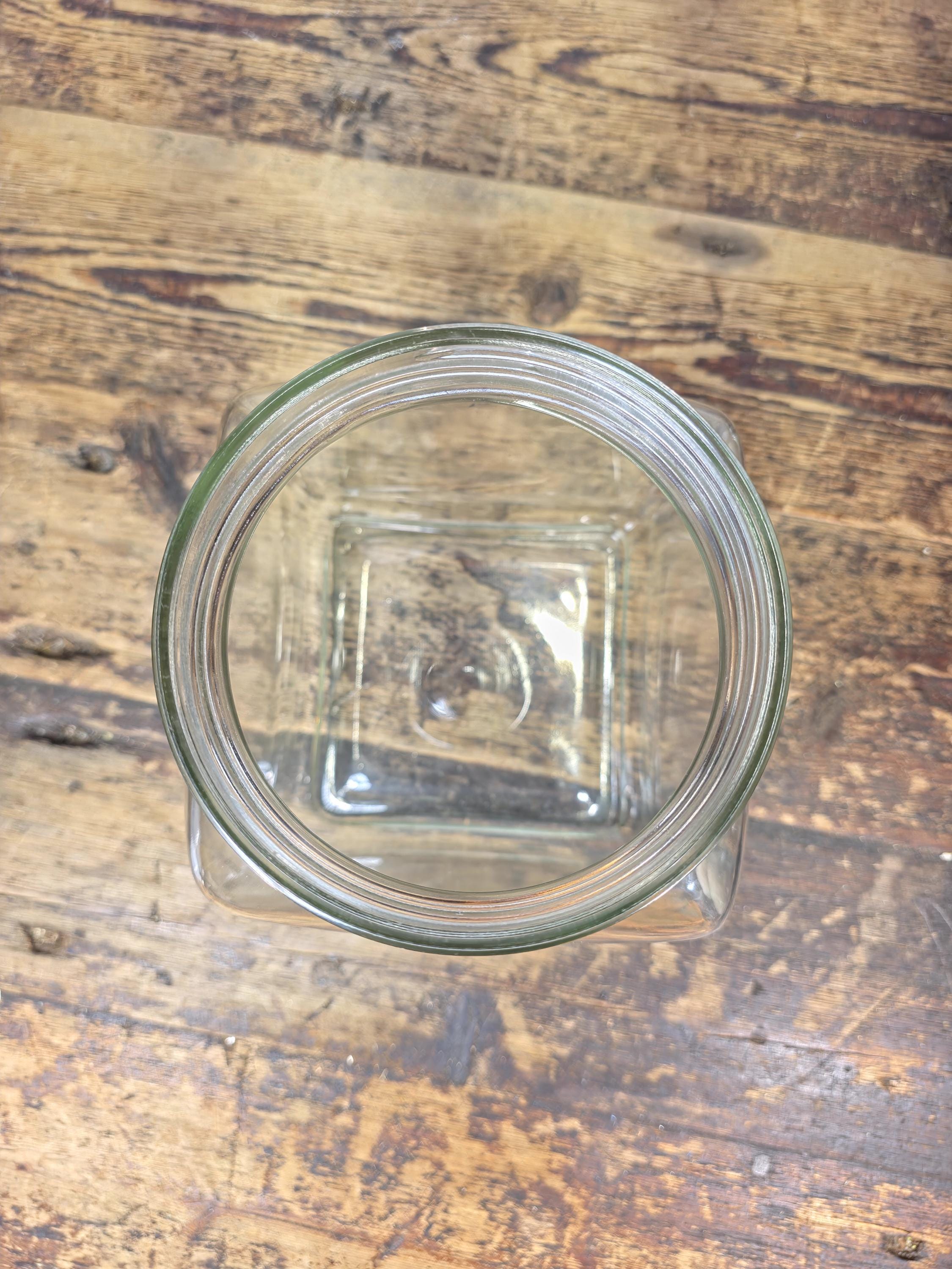 Vintage 4-Quart Glass Butter Churn with Hand-Crank Gear — FC Marked