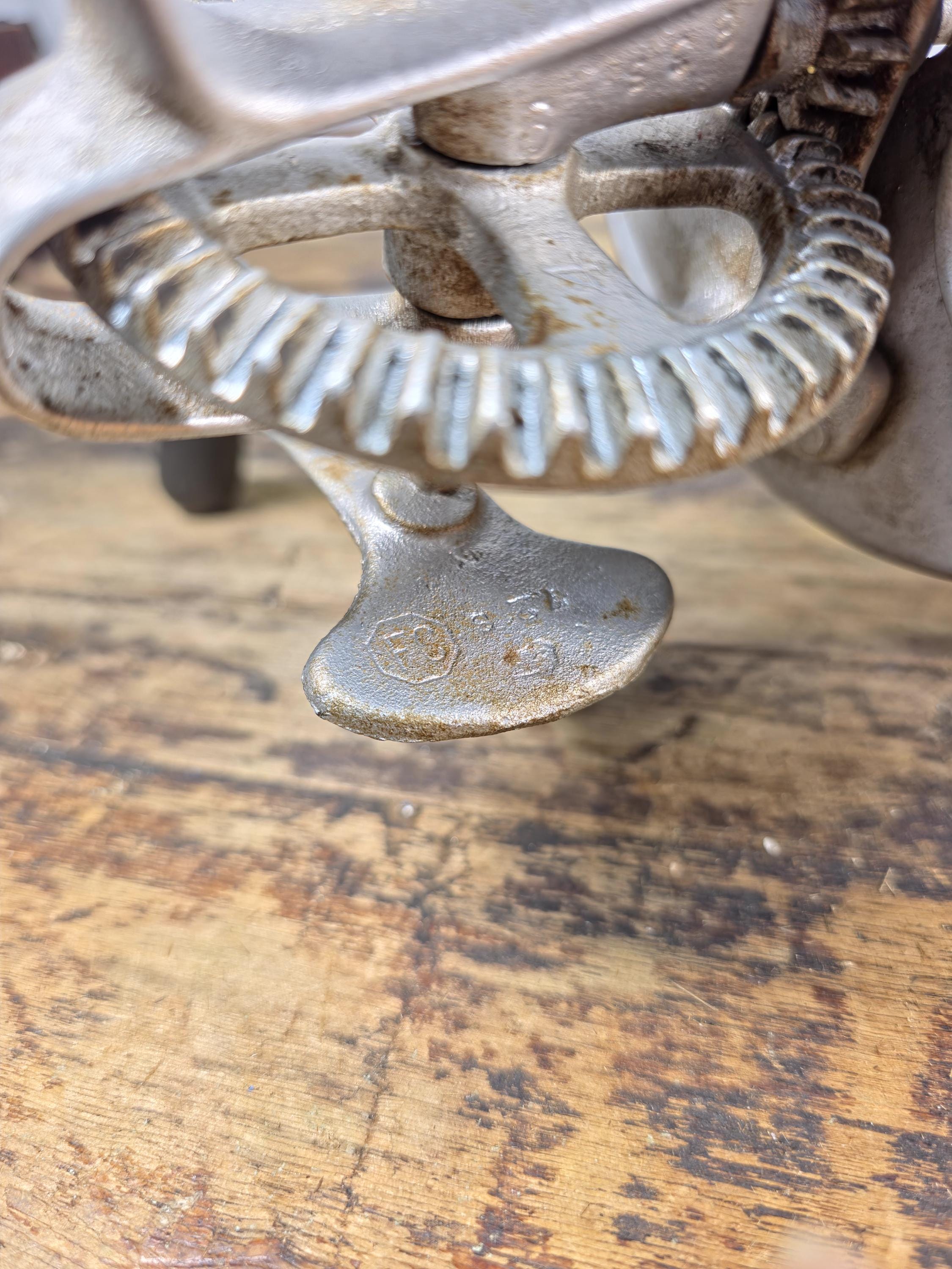 Vintage 4-Quart Glass Butter Churn with Hand-Crank Gear — FC Marked