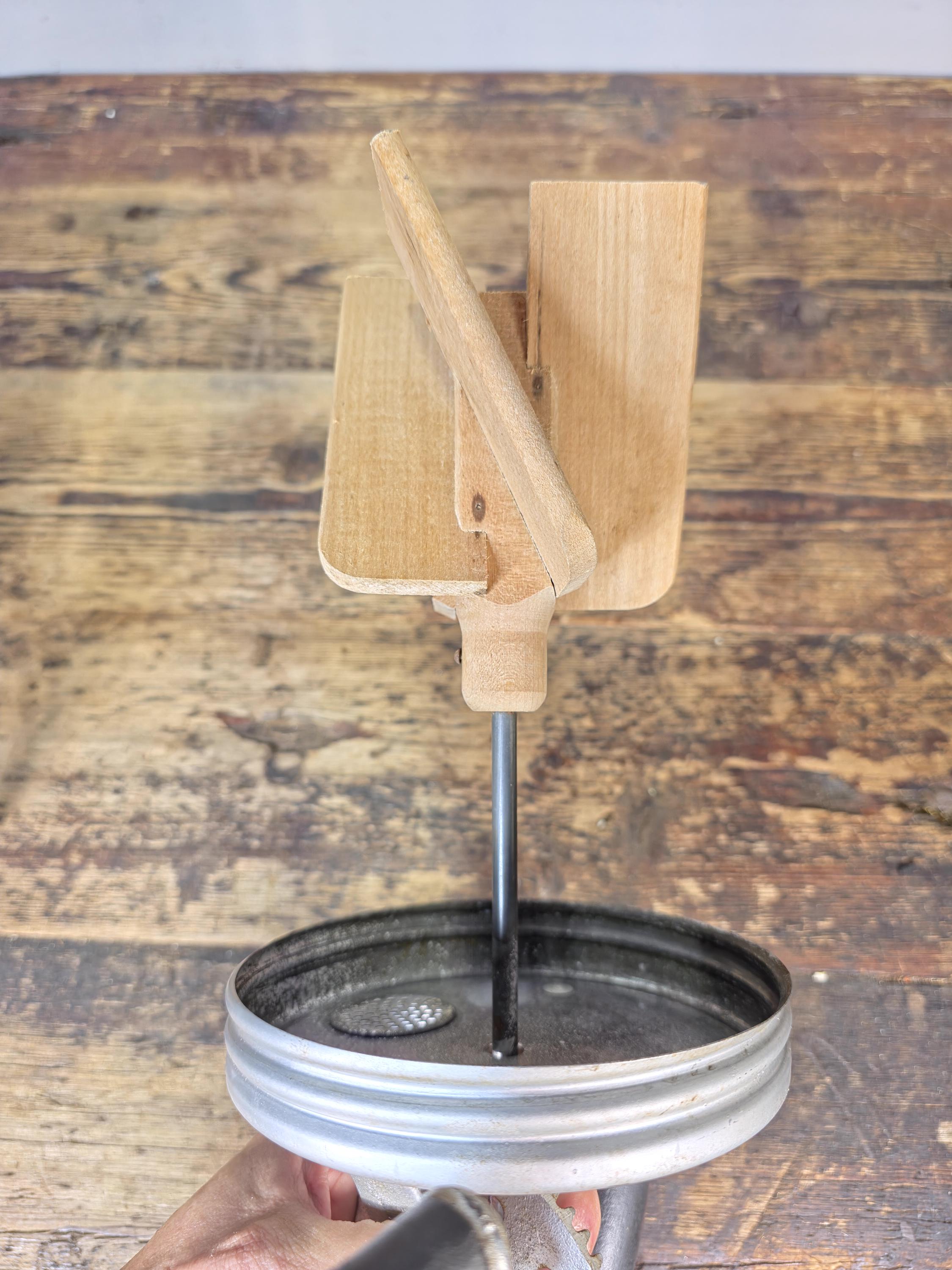 Vintage 4-Quart Glass Butter Churn with Hand-Crank Gear — FC Marked
